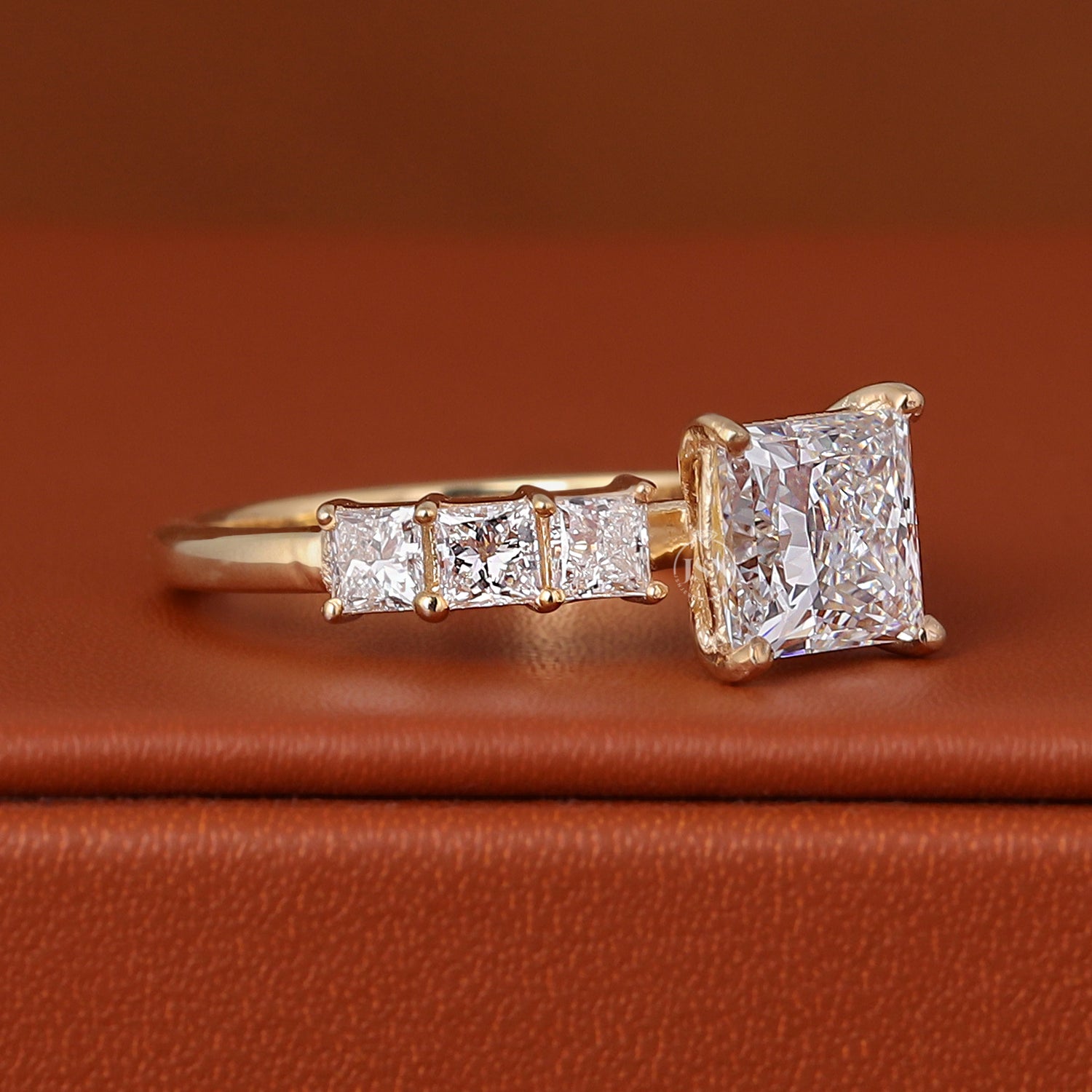 2 CT Princess Cut Lab Grown Diamond Pave Engagement Ring 14k Gold IGI Certified