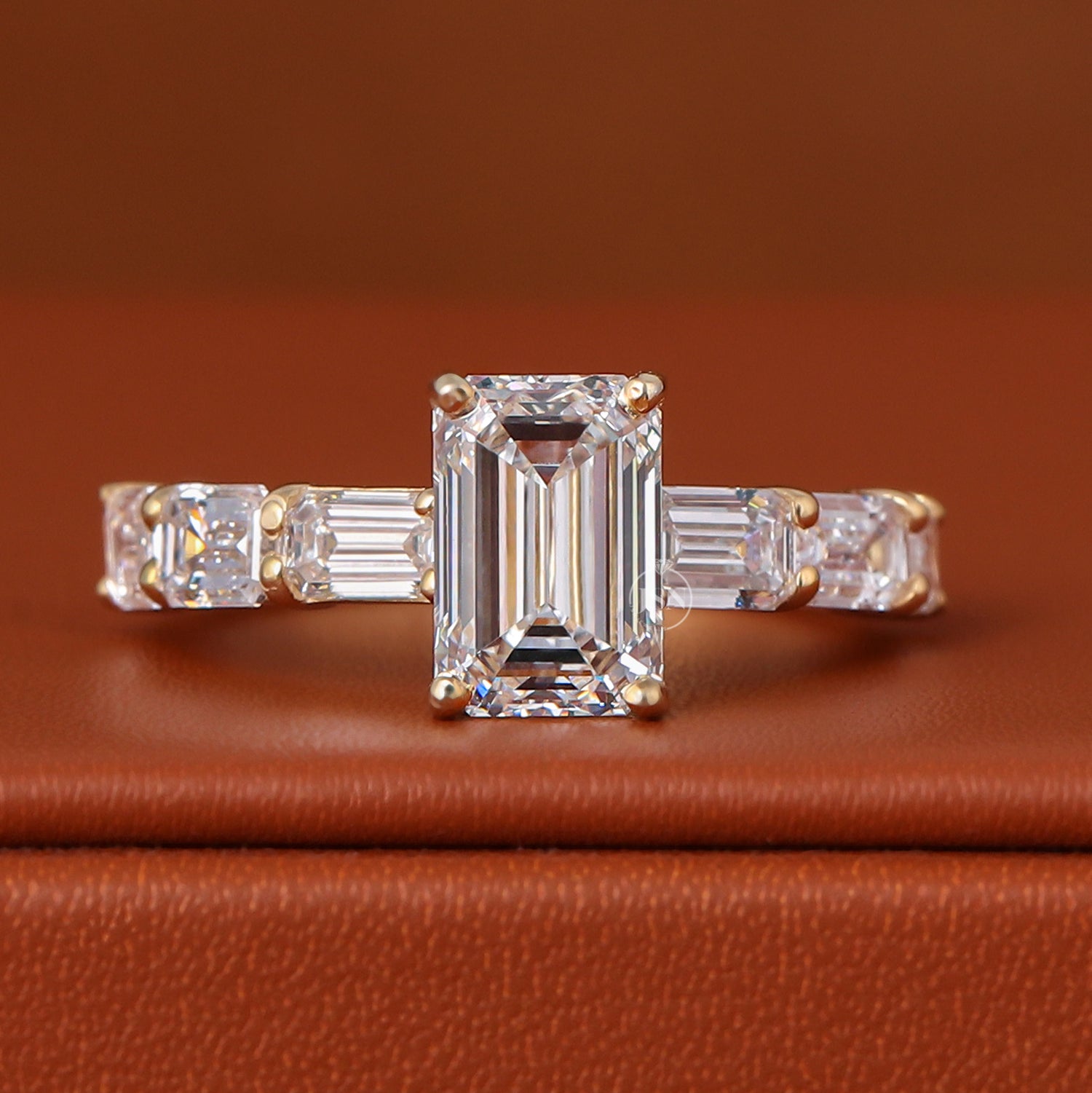 Emerald Cut Lab Grown Diamond Engagement Ring | 14K Solid Gold Anniversary Ring (IGI Certified)