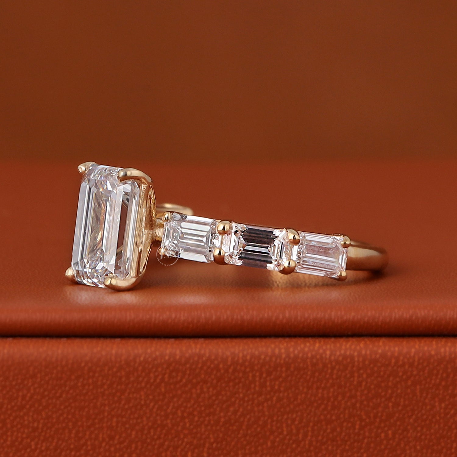 Emerald Cut Lab Grown Diamond Engagement Ring | 14K Solid Gold Anniversary Ring (IGI Certified)