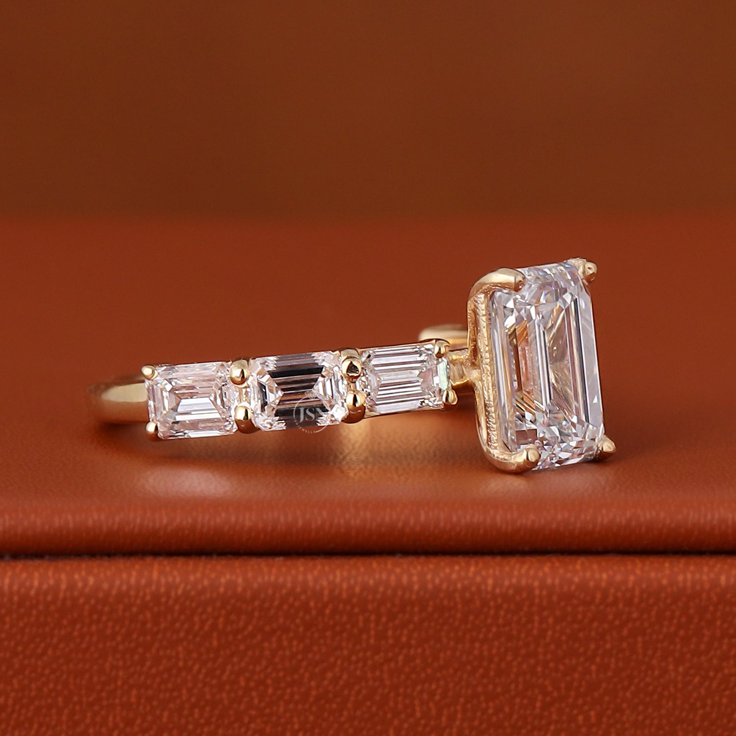 Emerald Cut Lab Grown Diamond Engagement Ring | 14K Solid Gold Anniversary Ring (IGI Certified)