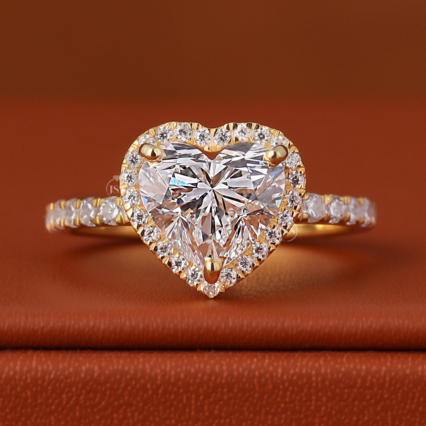 1 to 3 Carat Heart Lab Grown Diamond Engagement Ring IGI Certified Halo Pave Wedding Ring