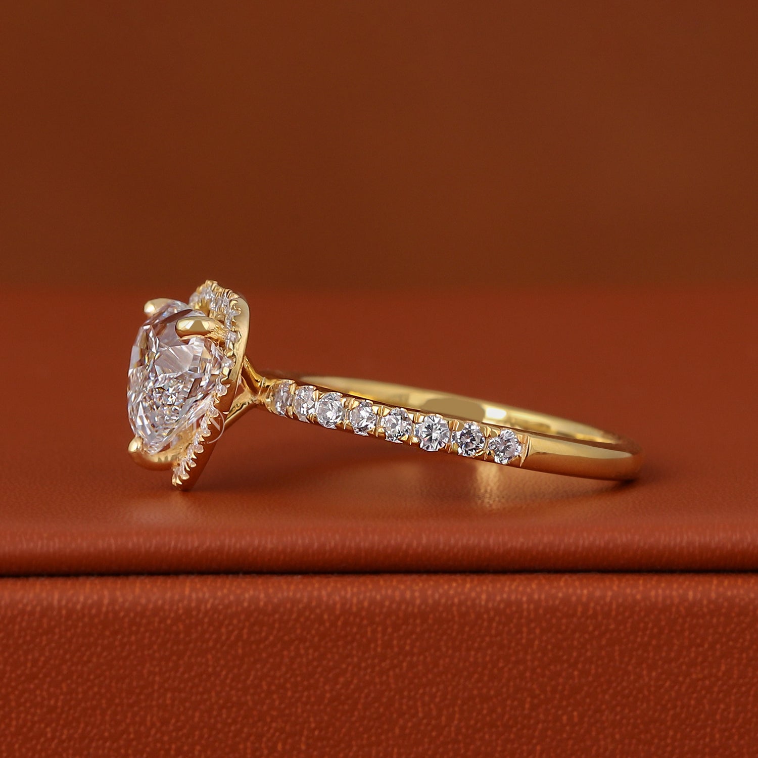 1 to 3 Carat Heart Lab Grown Diamond Engagement Ring IGI Certified Halo Pave Wedding Ring
