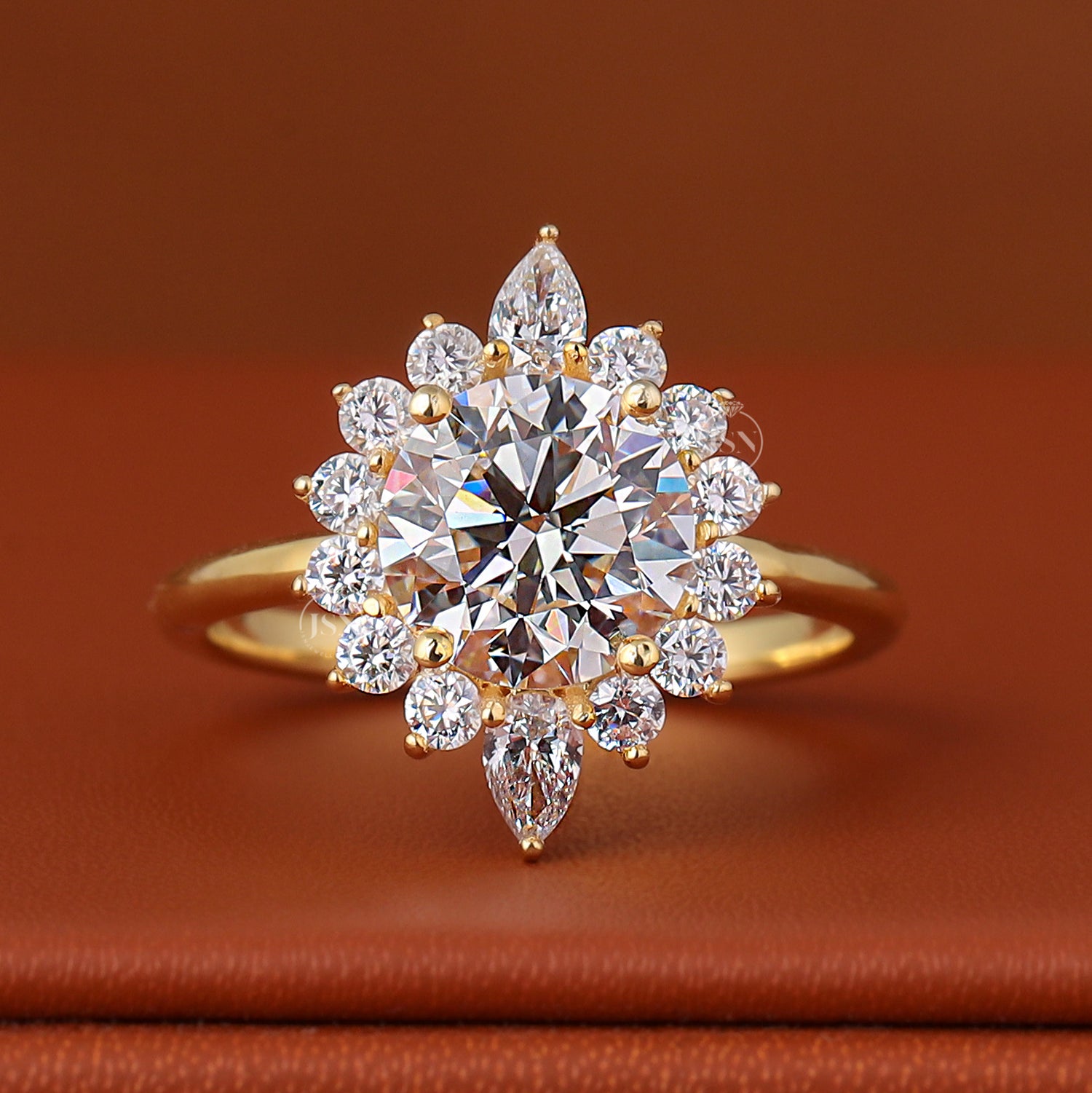 2 CT Round Brilliant Cut Lab Grown Diamond Ring 14k Solid Gold Halo Engagement Ring IGI Certified