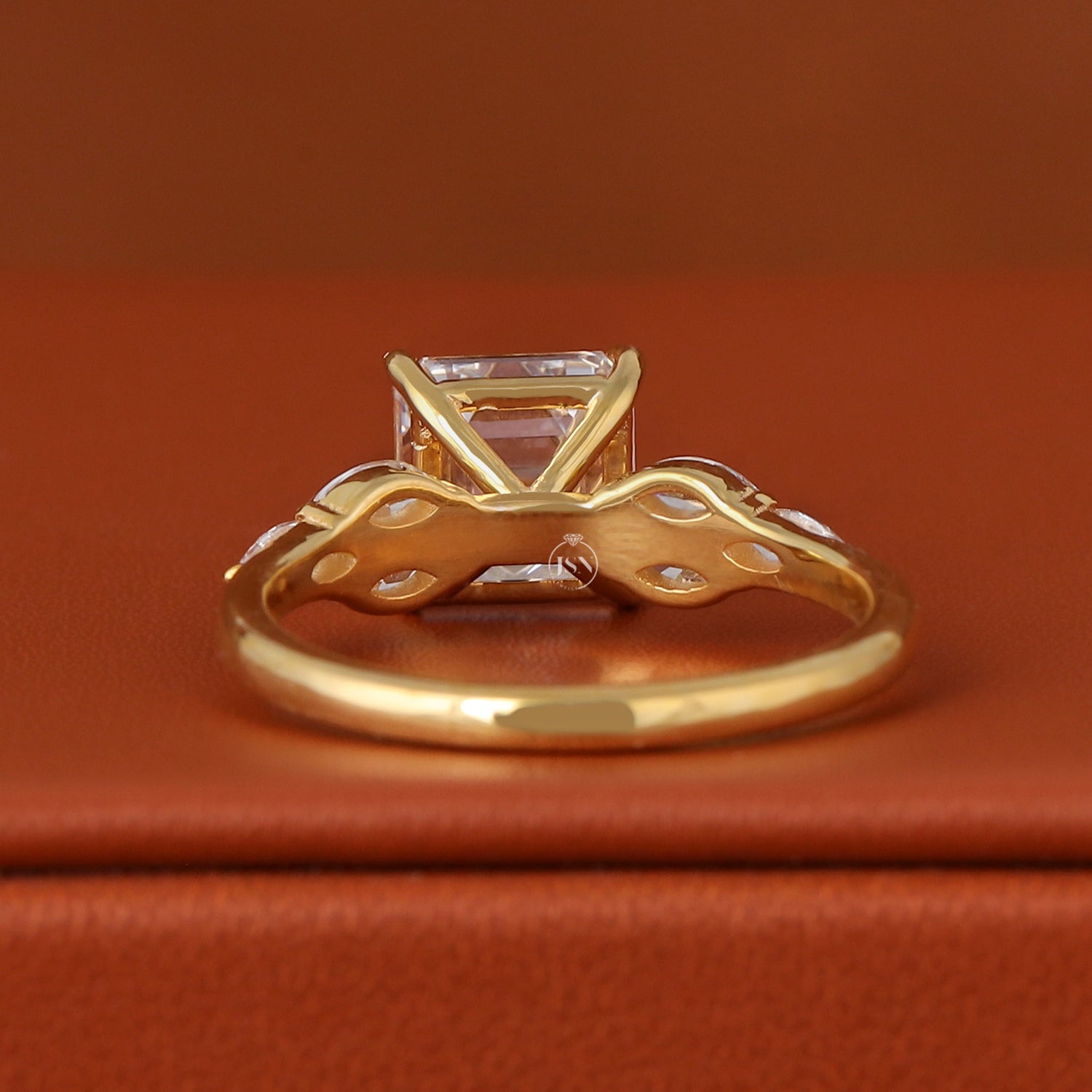 Asscher Cut Lab Grown Diamond Engagement Ring, 2.0 Carat Cluster Setting, IGI Certified Wedding