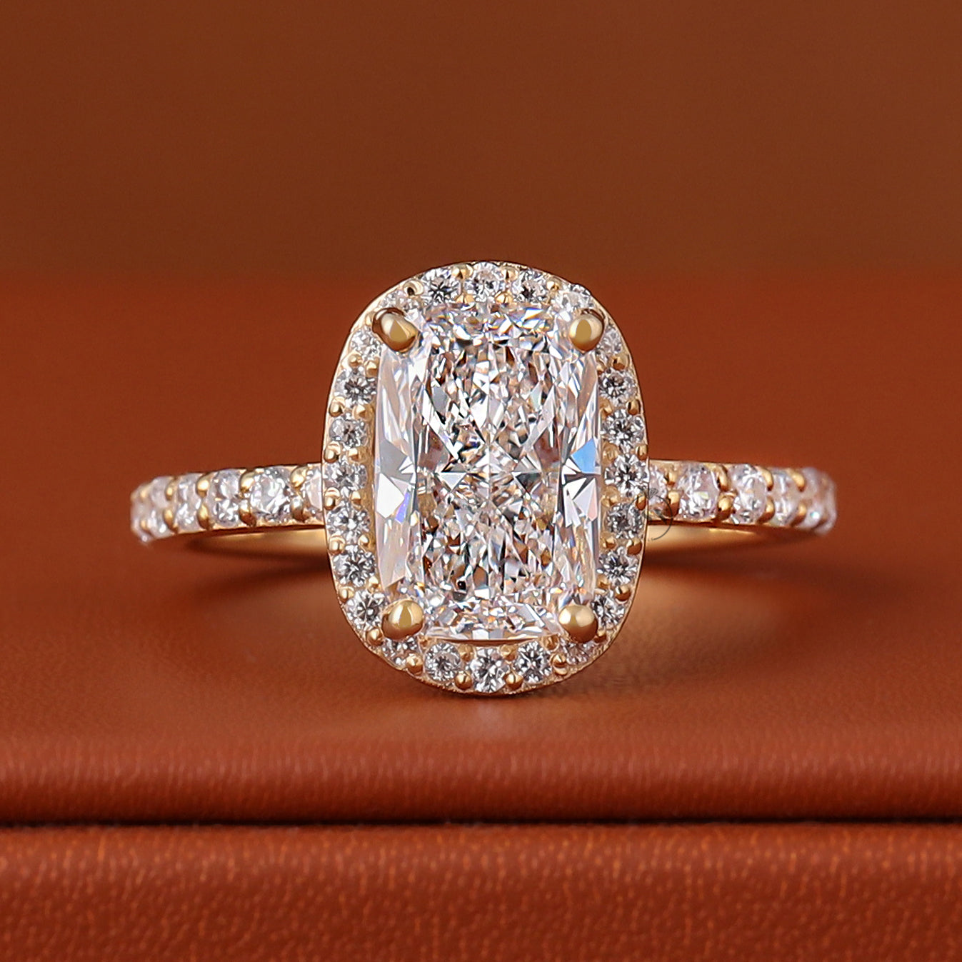3.00 CT Cushion Cut Lab Grown Diamond Engagement Ring | Halo & Pave | IGI Certified Wedding Ring Anniversary Ring for Wife Gift