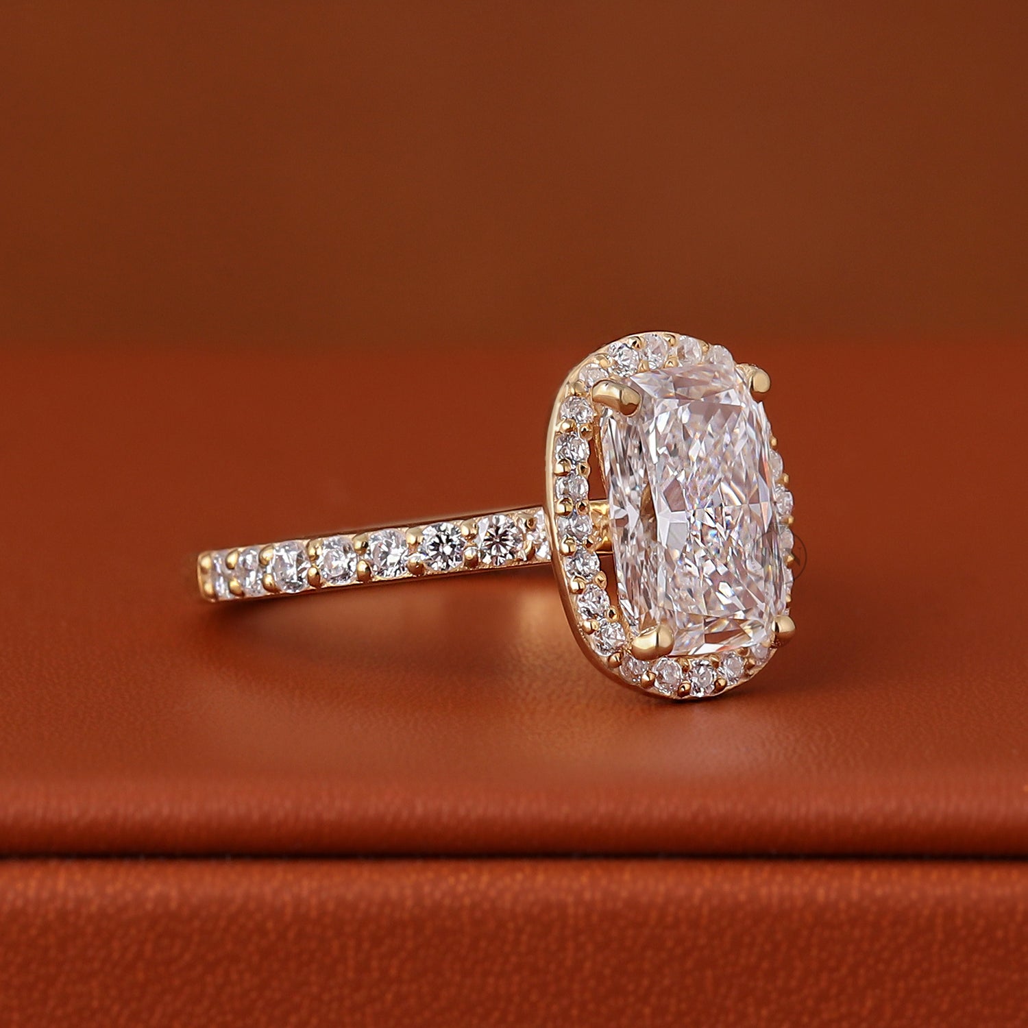 3.00 CT Cushion Cut Lab Grown Diamond Engagement Ring | Halo & Pave | IGI Certified Wedding Ring Anniversary Ring for Wife Gift