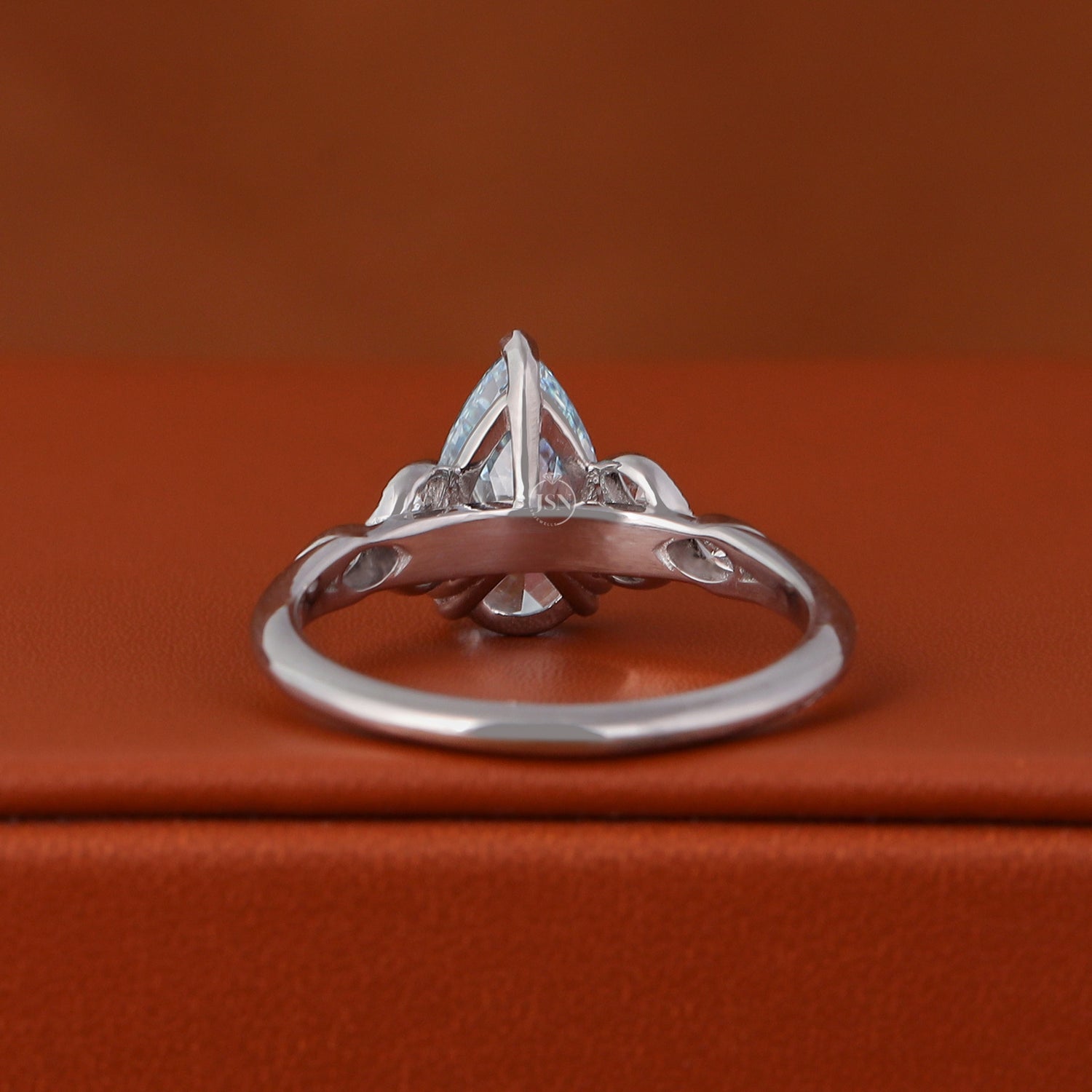 2.50 Pear Blue Lab Diamond Engagement Ring, 10K 14K 18K Solid Gold Anniversary Ring