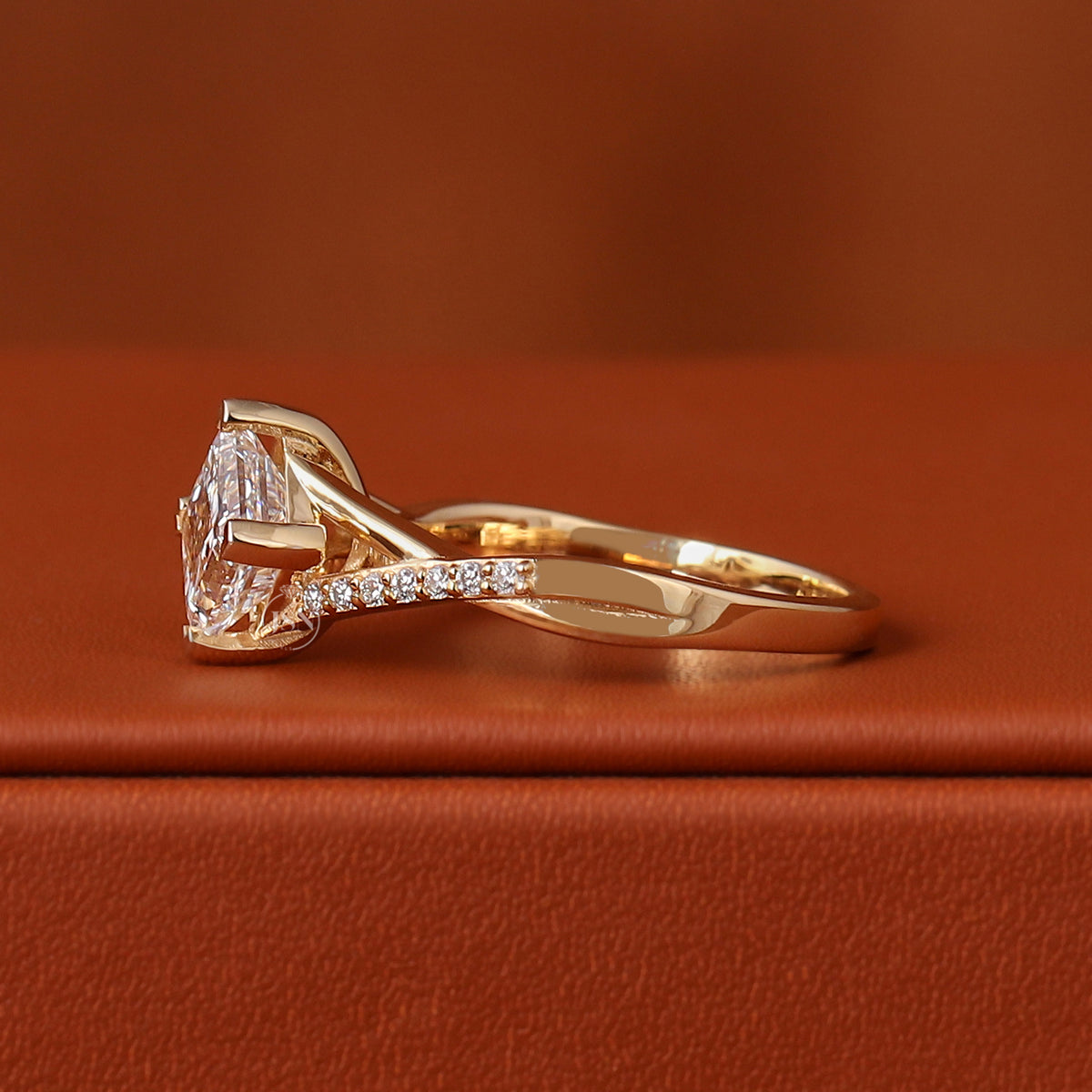 2 CT Princess Cut Lab Grown Diamond Engagement Ring 14k Gold Twisted Pave IGI Certified