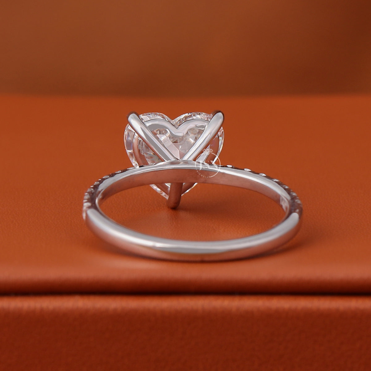 2 Carat Heart Lab Grown Diamond Engagement Ring, White Gold Pave Band (IGI Certified)
