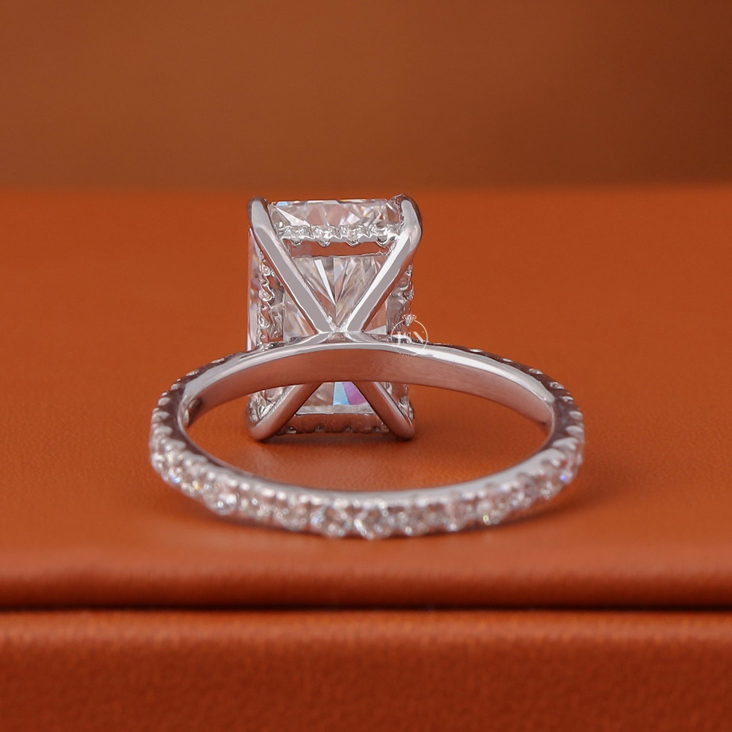4 Carat Elongated Radiant Cut EF VVS2 Diamond Engagement Ring 14k White Gold IGI Lab Grown Hidden Halo Ring