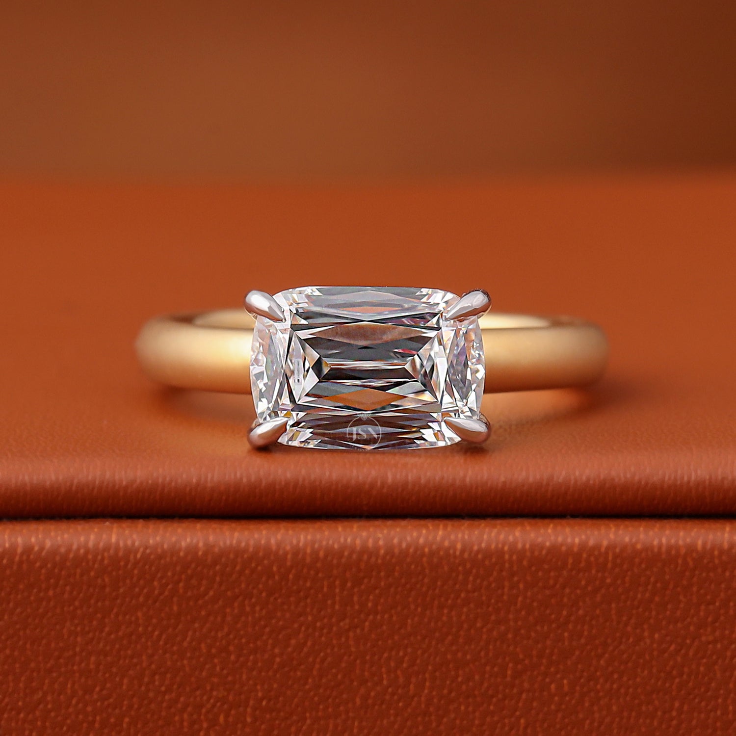 3 Carat Ashoka Cut Diamond Ring, 14k Yellow Gold, East West Solitaire, IGI Certified VVS2/VS1