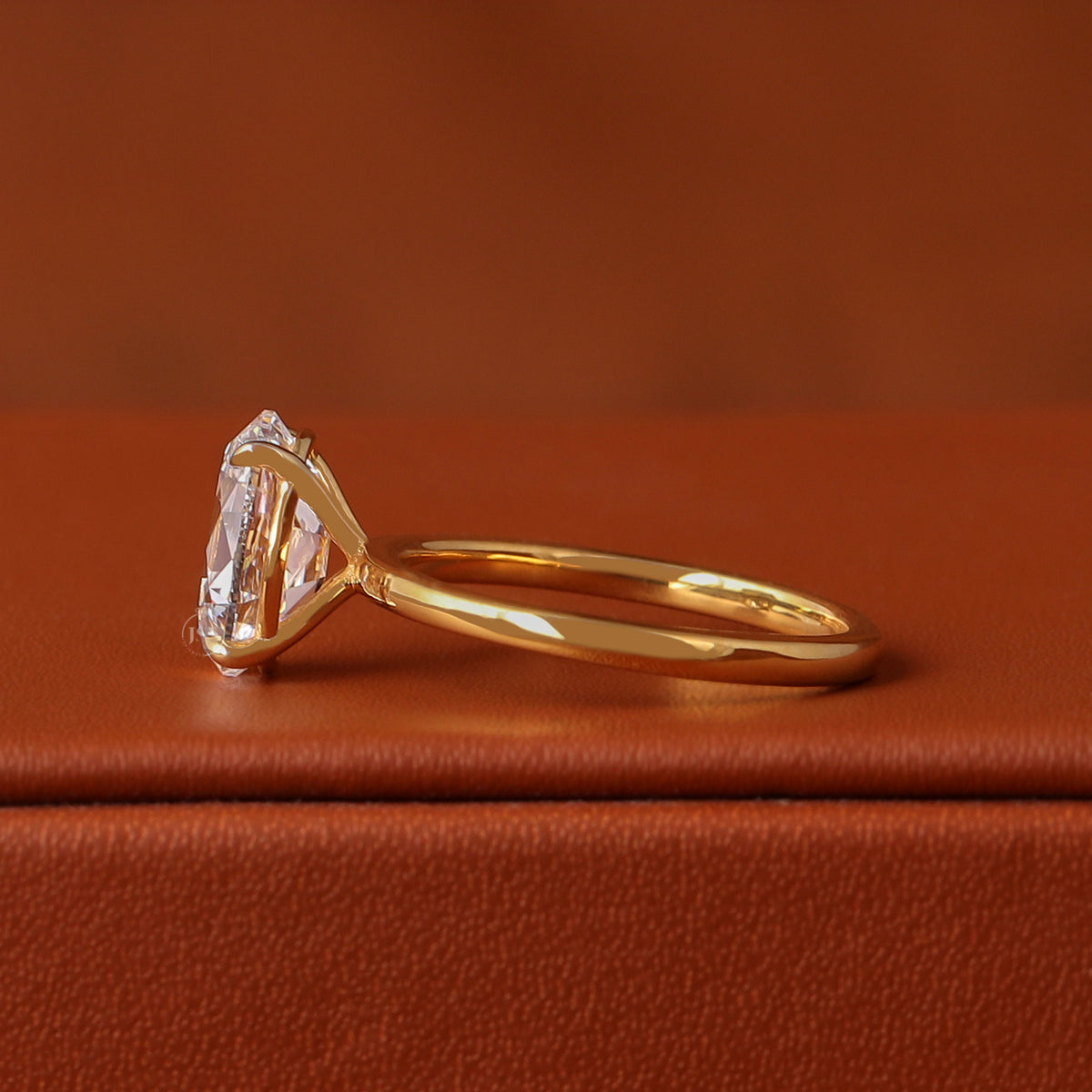 1 to 3 Carat Old Mine Oval Cut Lab Grown Diamond Solitaire Engagement Ring IGI Certified 14k Gold