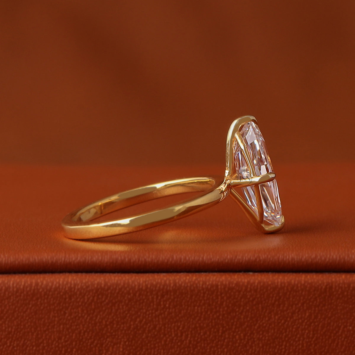 1 to 5 Carat Step Marquise Lab Grown Diamond Engagement Ring IGI Certified Solitaire 18k Gold