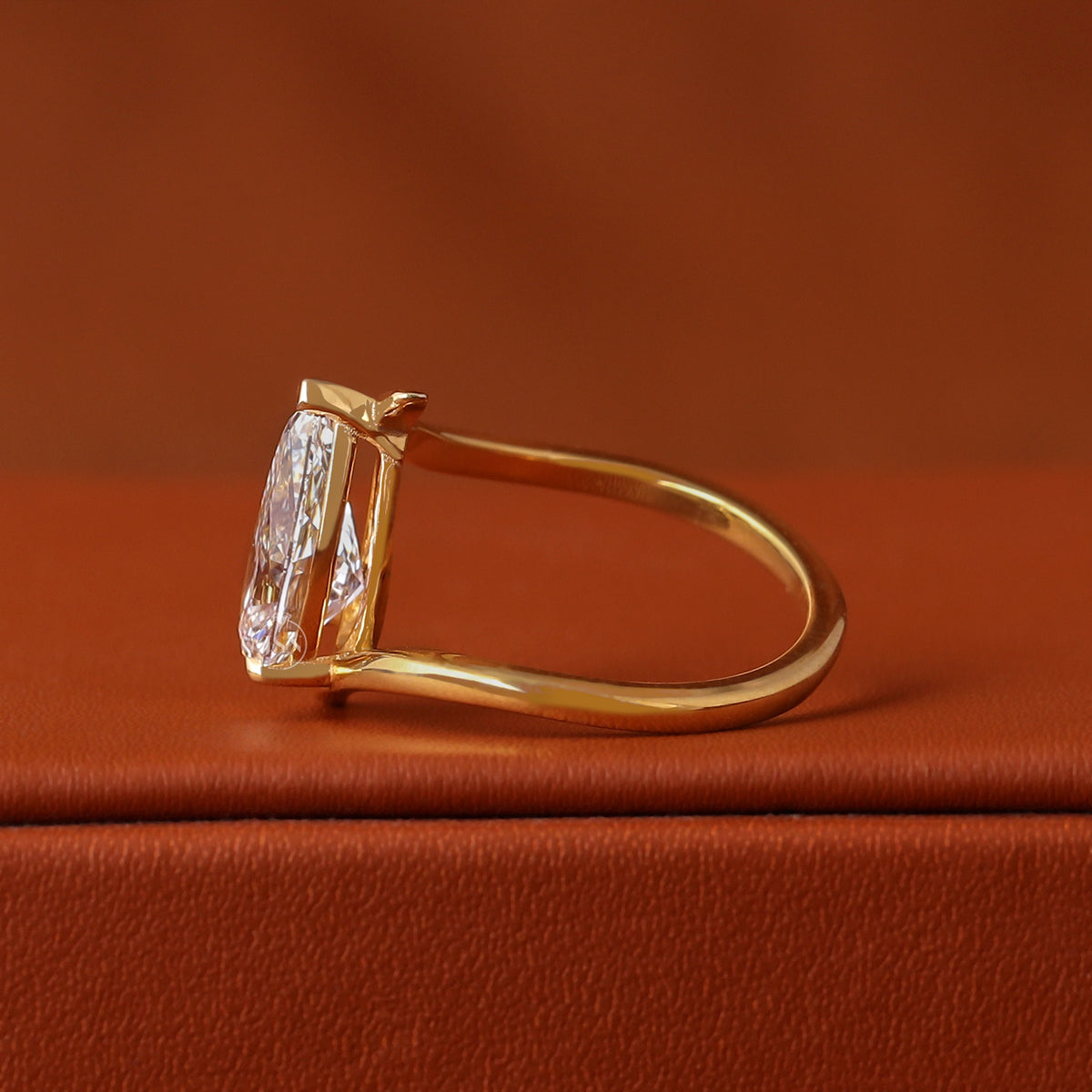 1-5 Carat Pear Cut Lab Grown Diamond Bypass Solitaire 14K Gold Engagement Ring IGI Certified