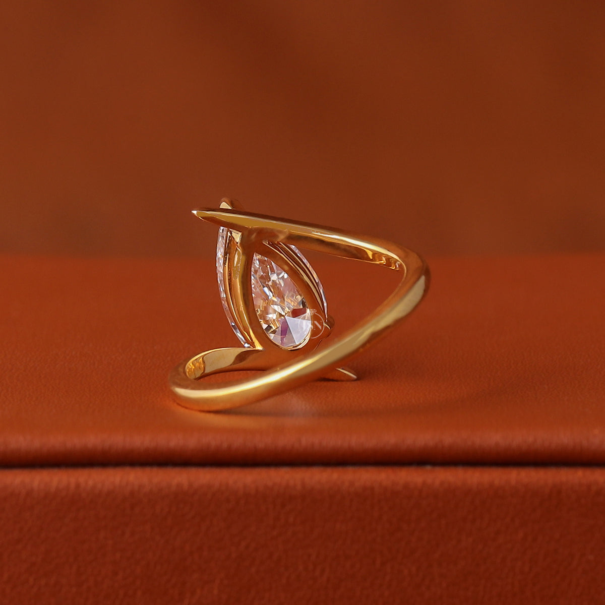 1-5 Carat Pear Cut Lab Grown Diamond Bypass Solitaire 14K Gold Engagement Ring IGI Certified
