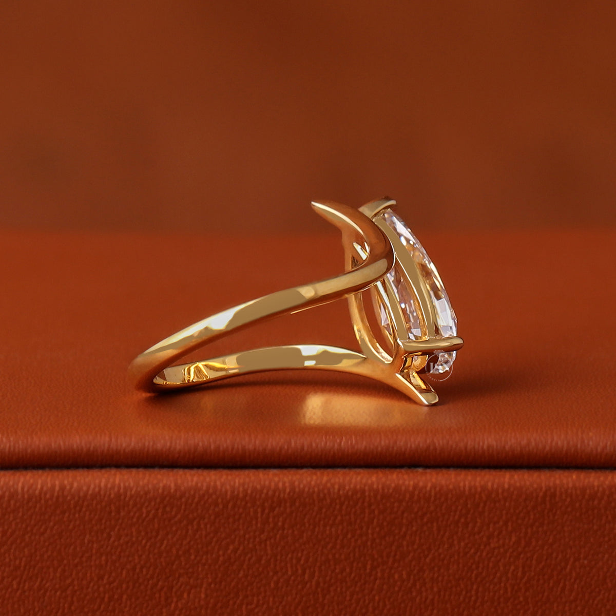 1-5 Carat Pear Cut Lab Grown Diamond Bypass Solitaire 14K Gold Engagement Ring IGI Certified