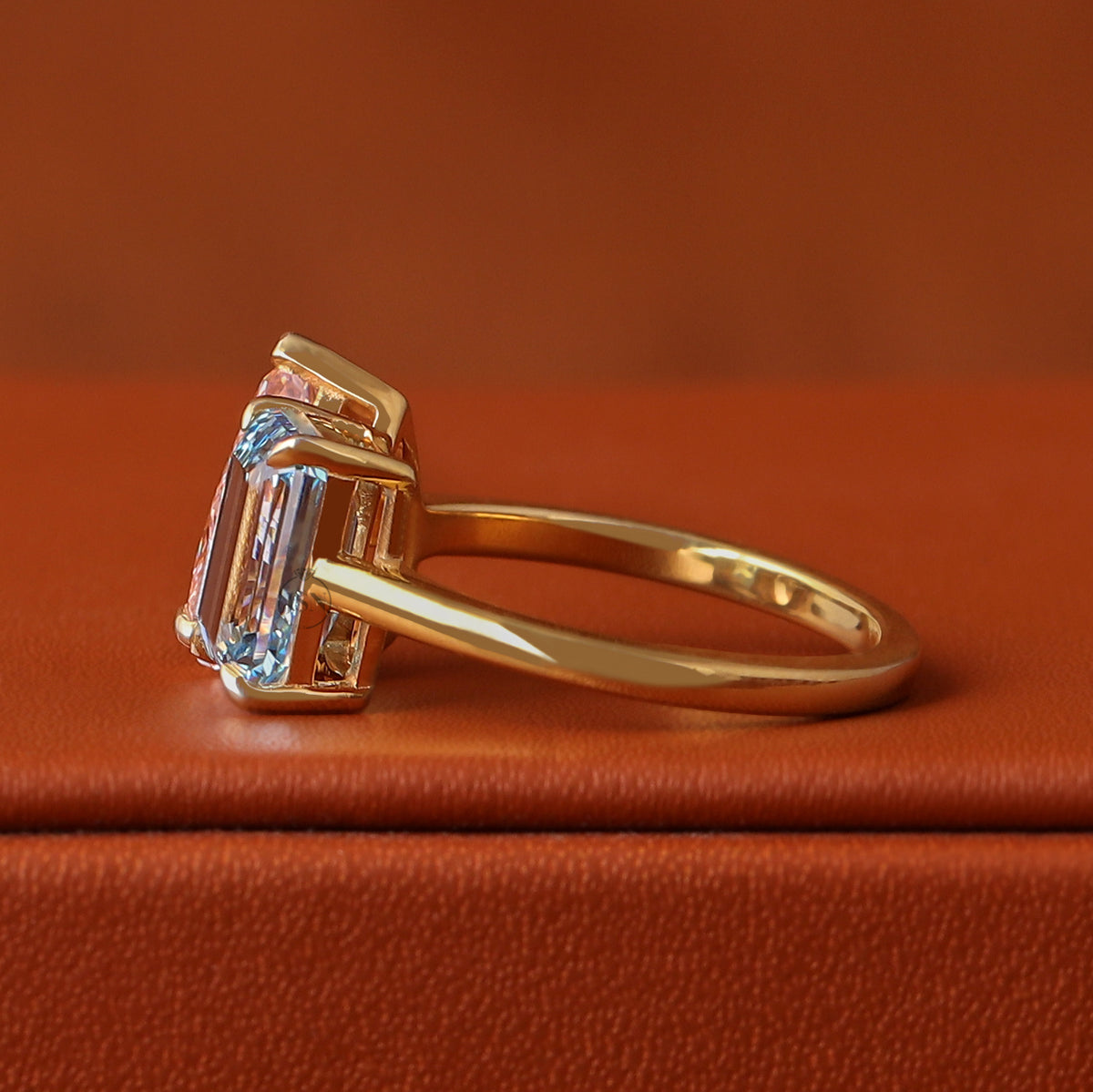 Pear & Emerald Cut Lab Grown Diamond Two Stone Engagement Ring 14K Gold IGI Certified