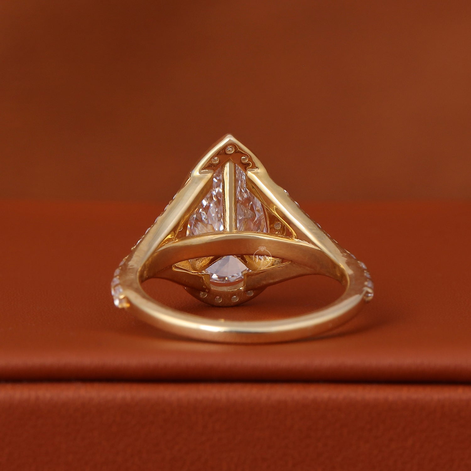 Pear Cut Lab Diamond Halo Pave Engagement Ring 14k Gold Split Shank IGI Certified