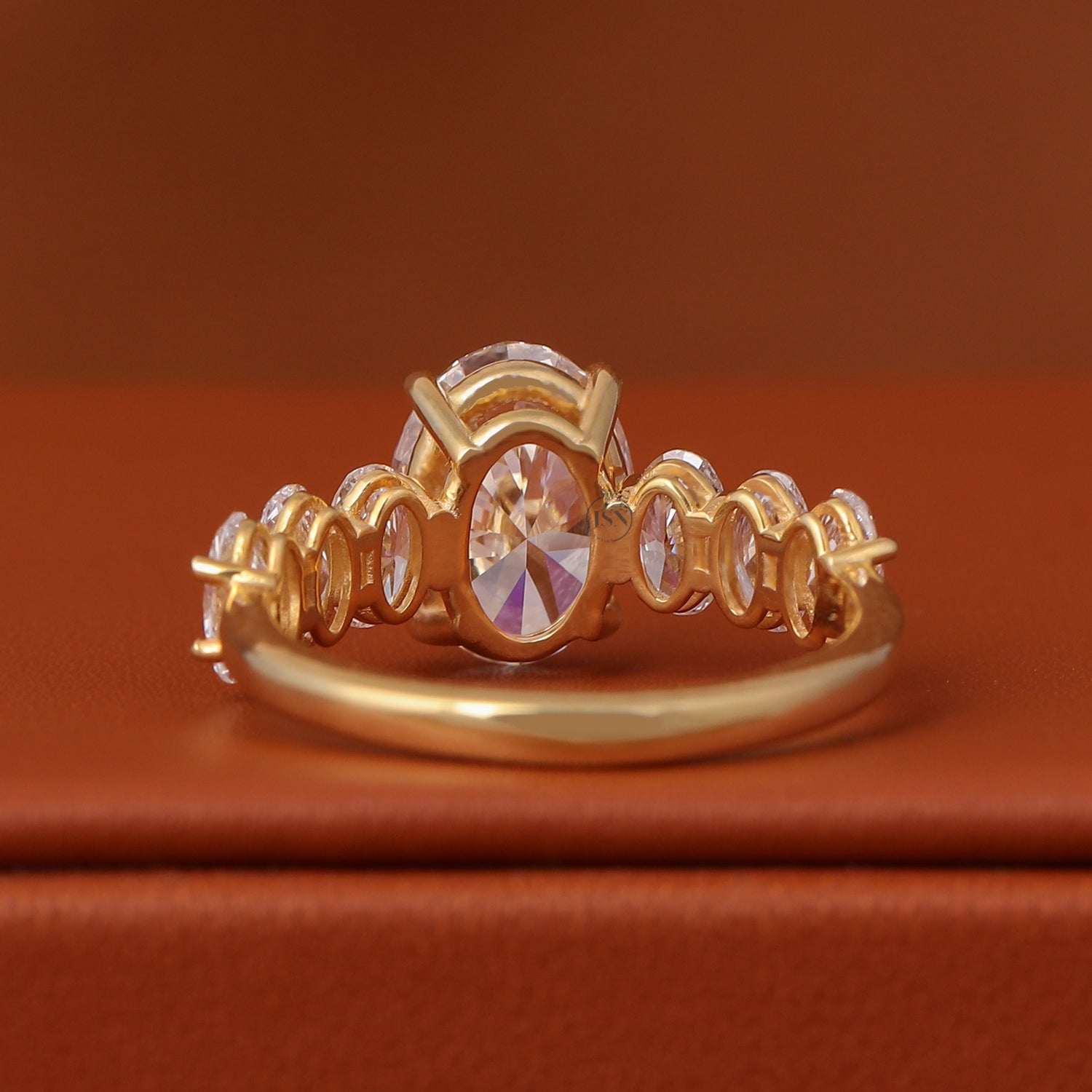 2 CT Oval Lab Grown Diamond Engagement Ring 14k Yellow Gold Pave Band