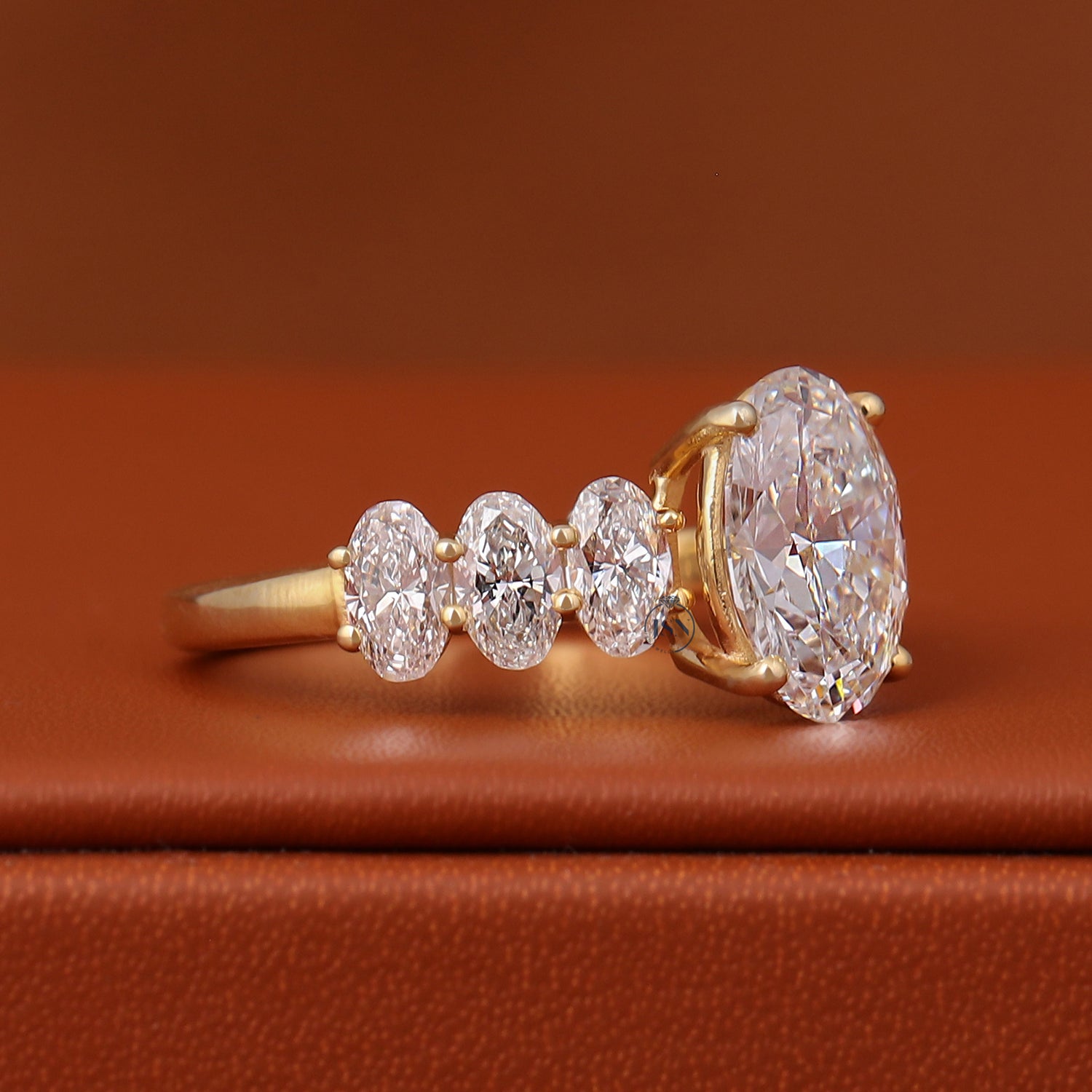 2 CT Oval Lab Grown Diamond Engagement Ring 14k Yellow Gold Pave Band