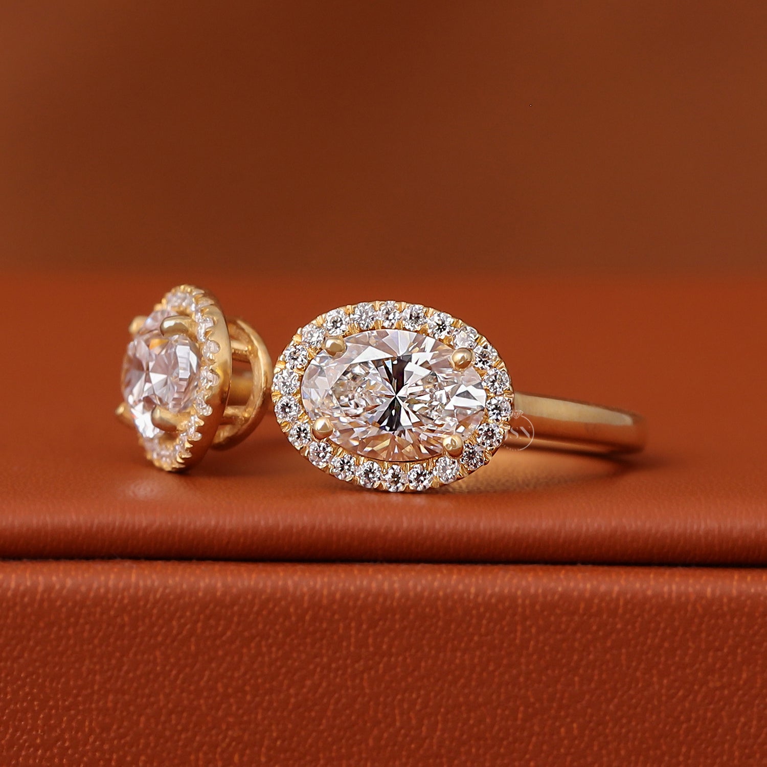 2 Carat Oval Lab Diamond Engagement Ring 14k Solid Gold Halo Setting IGI Certified