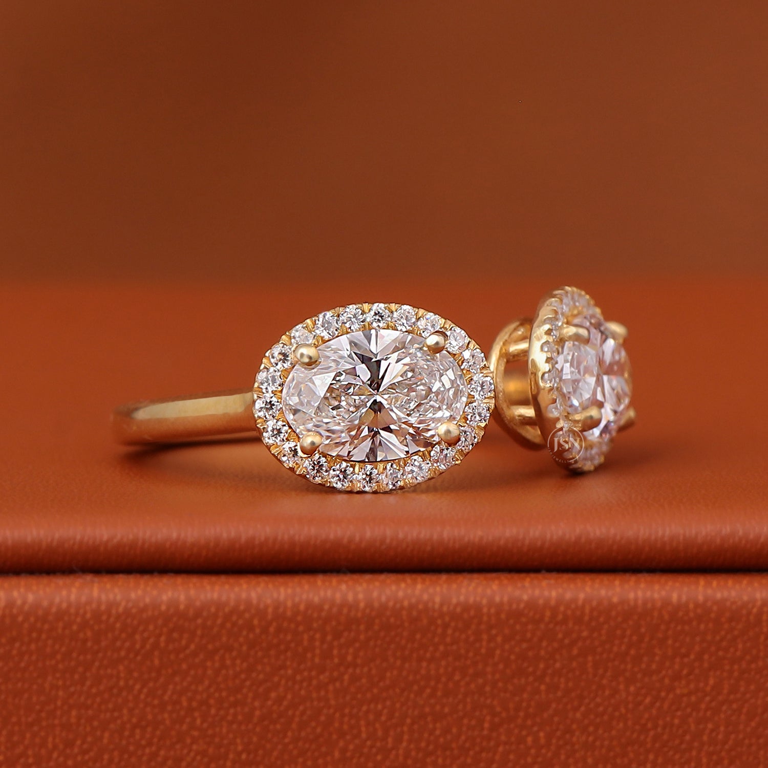 2 Carat Oval Lab Diamond Engagement Ring 14k Solid Gold Halo Setting IGI Certified
