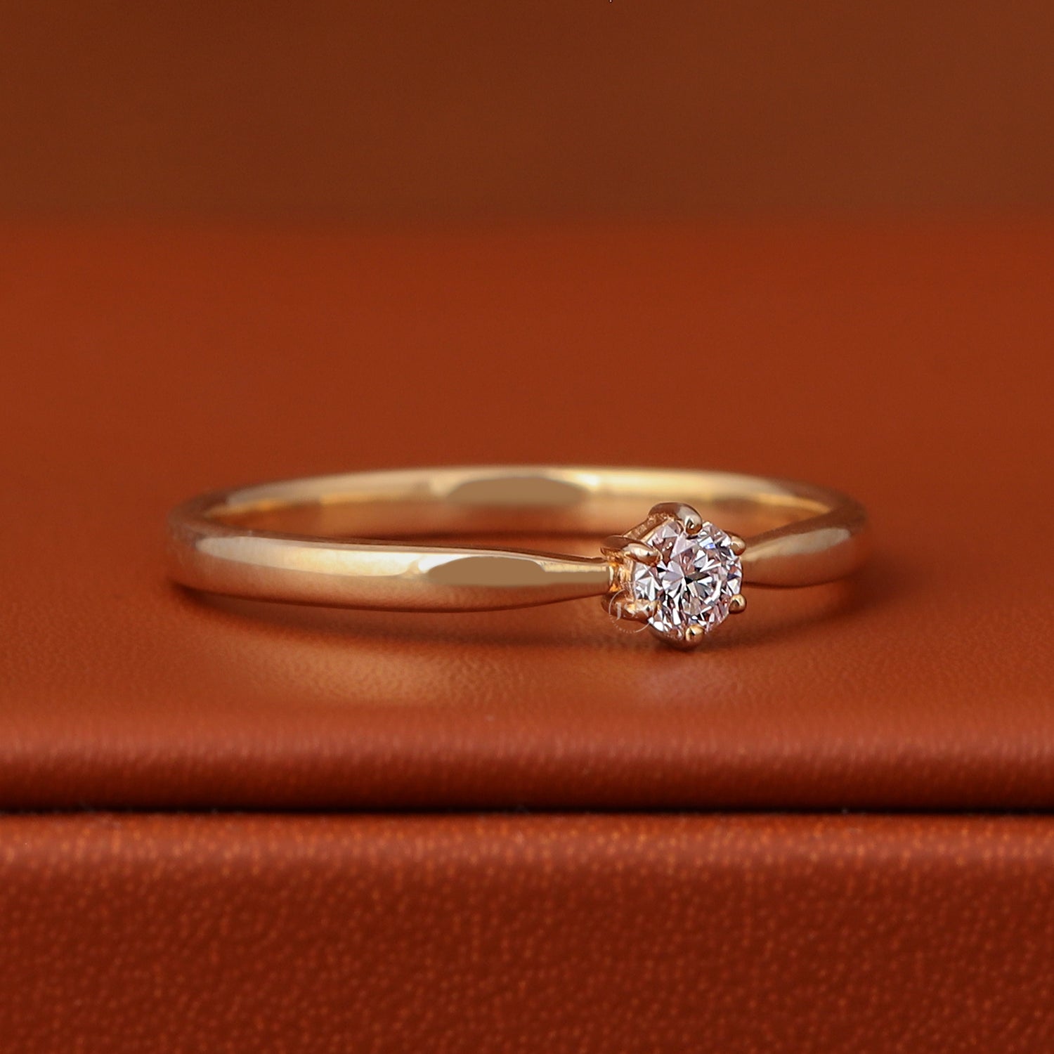 0.50 CT Round Cut Lab Grown CVD Diamond Minimalist Stone Ring Solitaire 14k Solid Gold