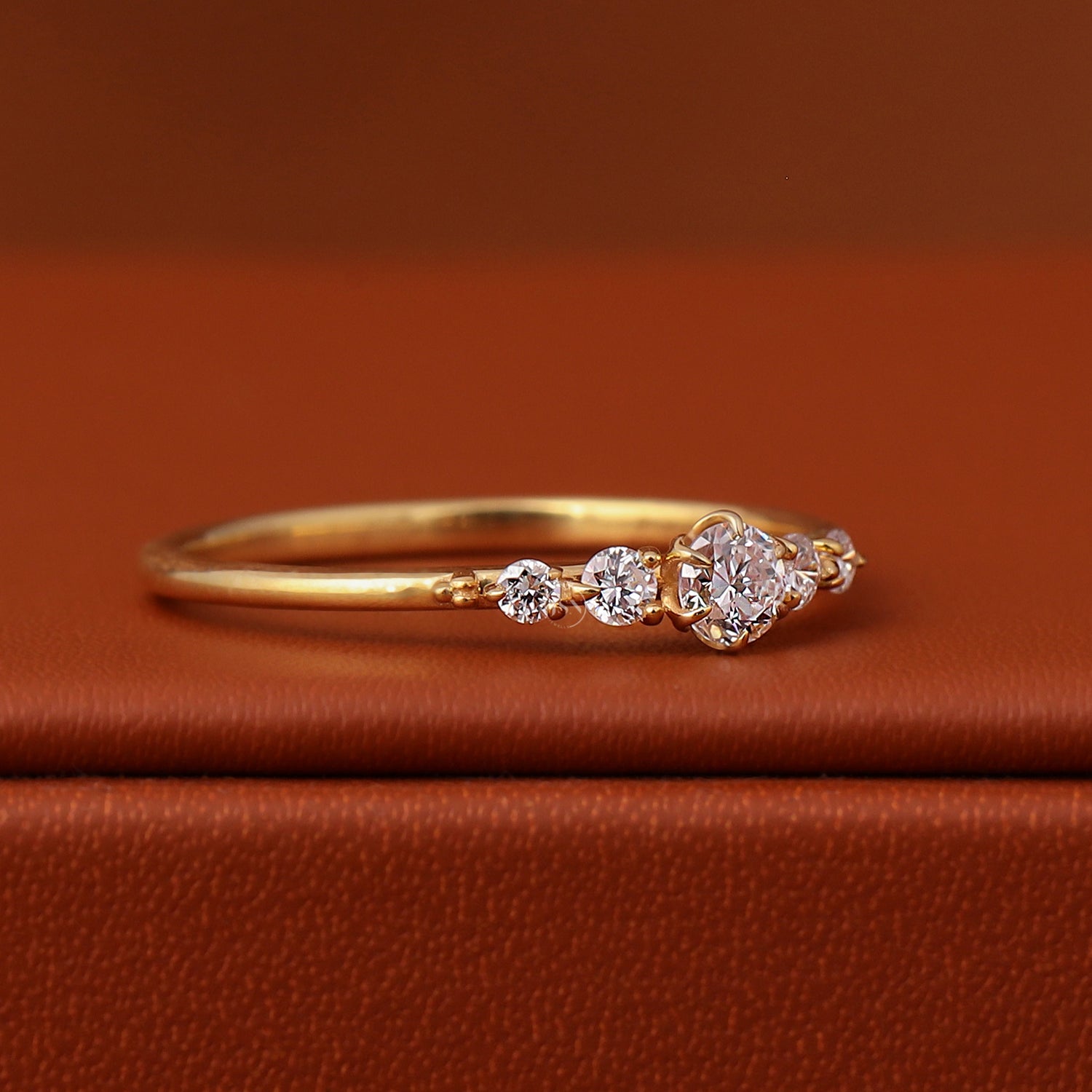 0.50 Carat Round Brilliant Cut Lab Grown Diamond 14k Solid Yellow Gold Pave Setting Engagement Ring
