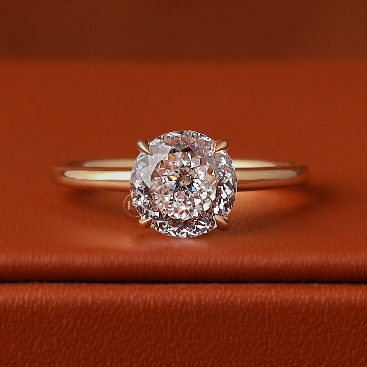 1 to 5 CT Portuguese Cut Round Lab Grown Diamond Solitaire Engagement Ring 14K Gold