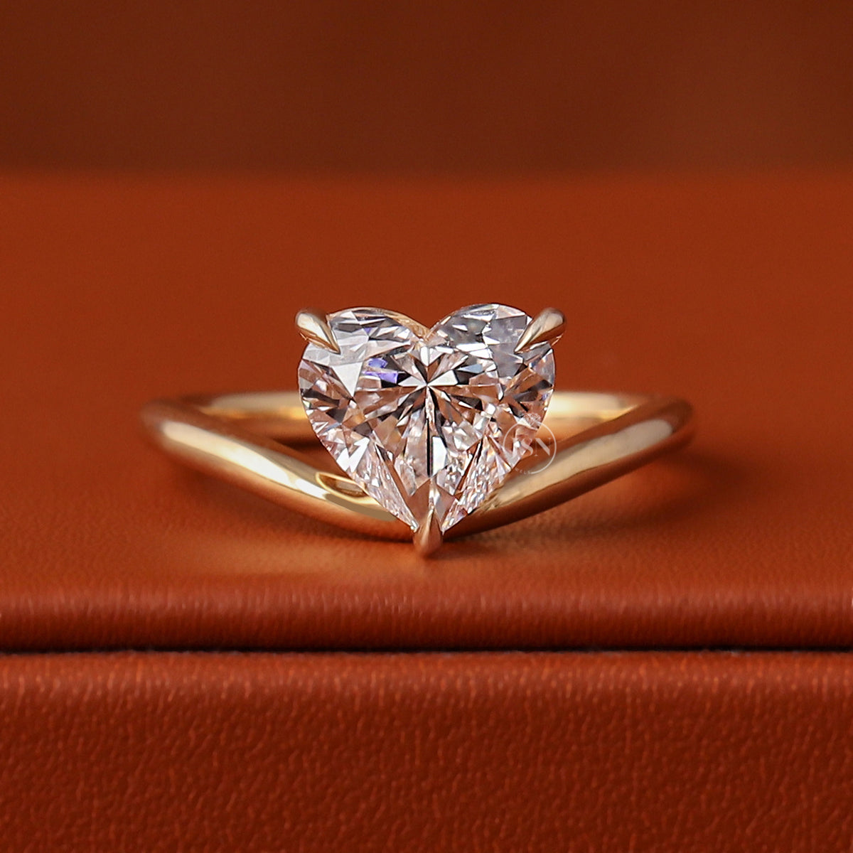 Heart Cut Lab Grown Diamond Engagement Ring, 14K Gold Curved Solitaire (1-3 CT)