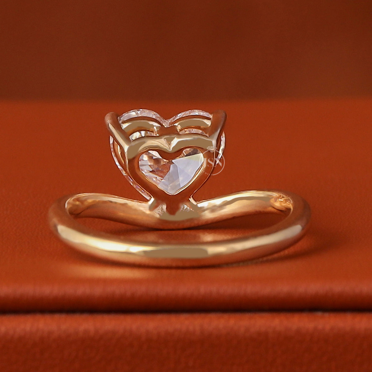 Heart Cut Lab Grown Diamond Engagement Ring, 14K Gold Curved Solitaire (1-3 CT)