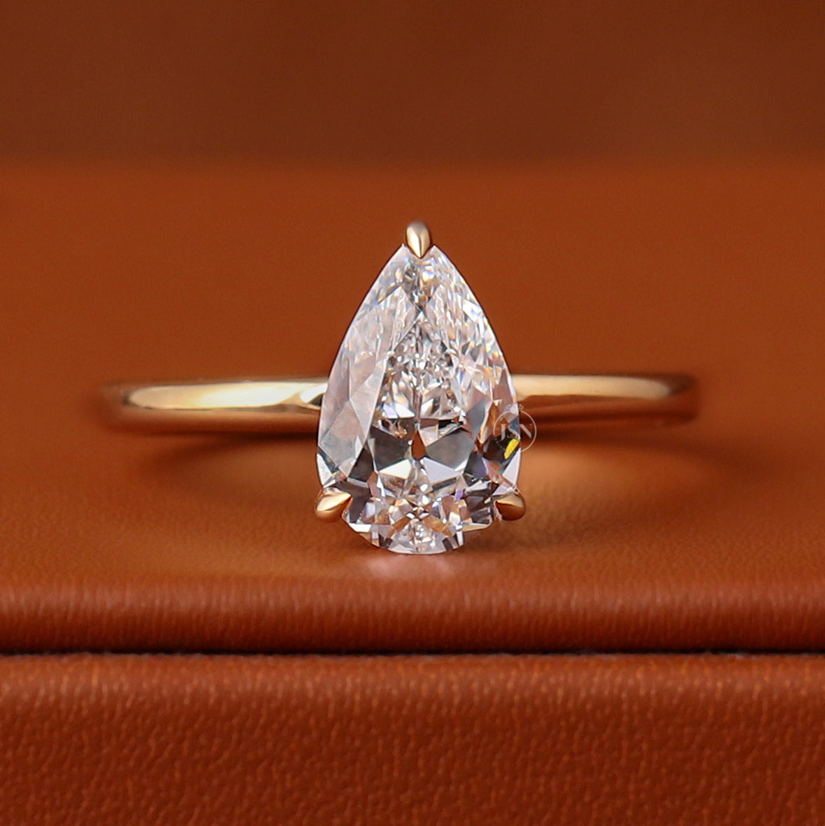 1 to 5 Carat Old Mine Pear Cut Lab Grown Diamond IGI Certified Solitaire Engagement Ring 14K Gold