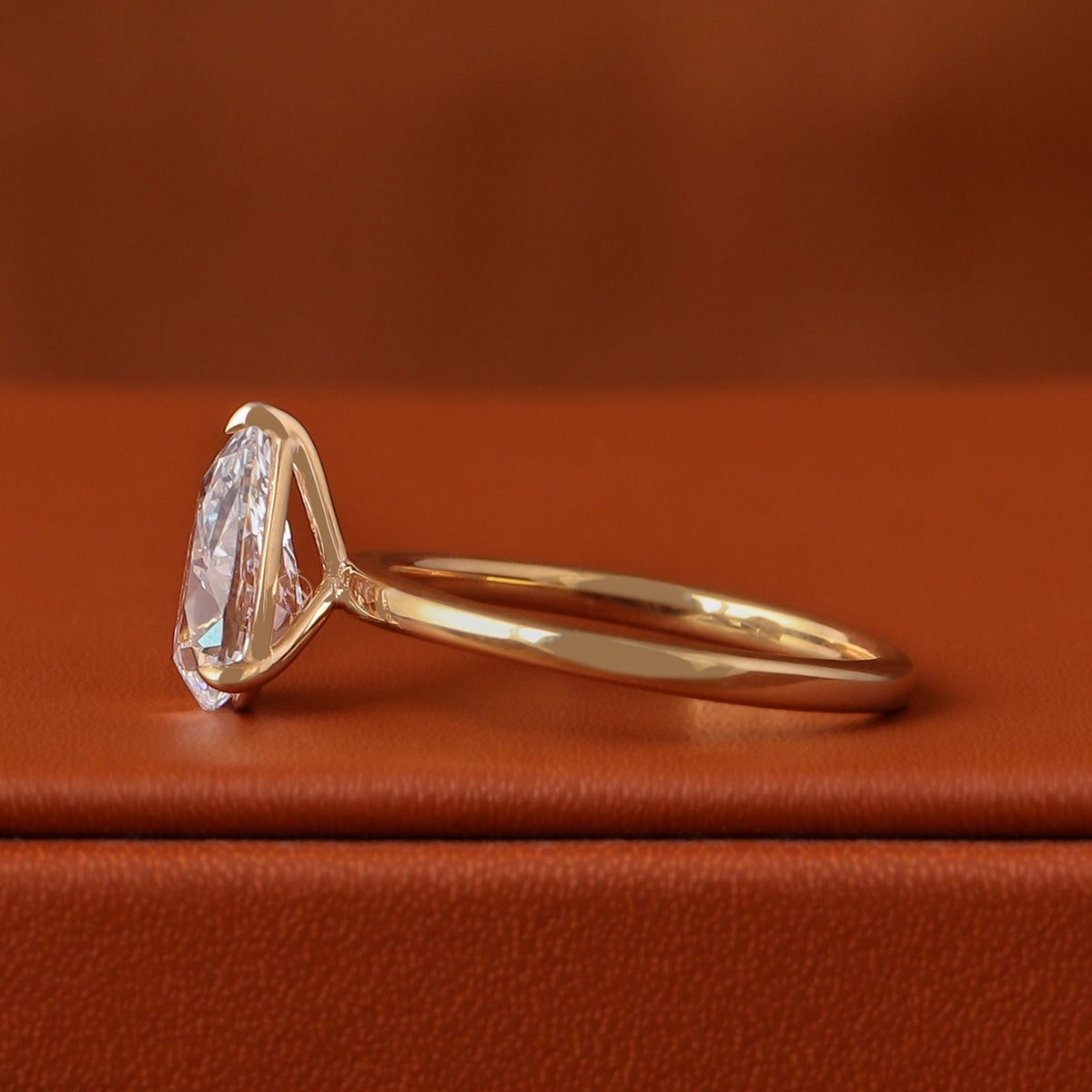 1 to 5 Carat Old Mine Pear Cut Lab Grown Diamond IGI Certified Solitaire Engagement Ring 14K Gold