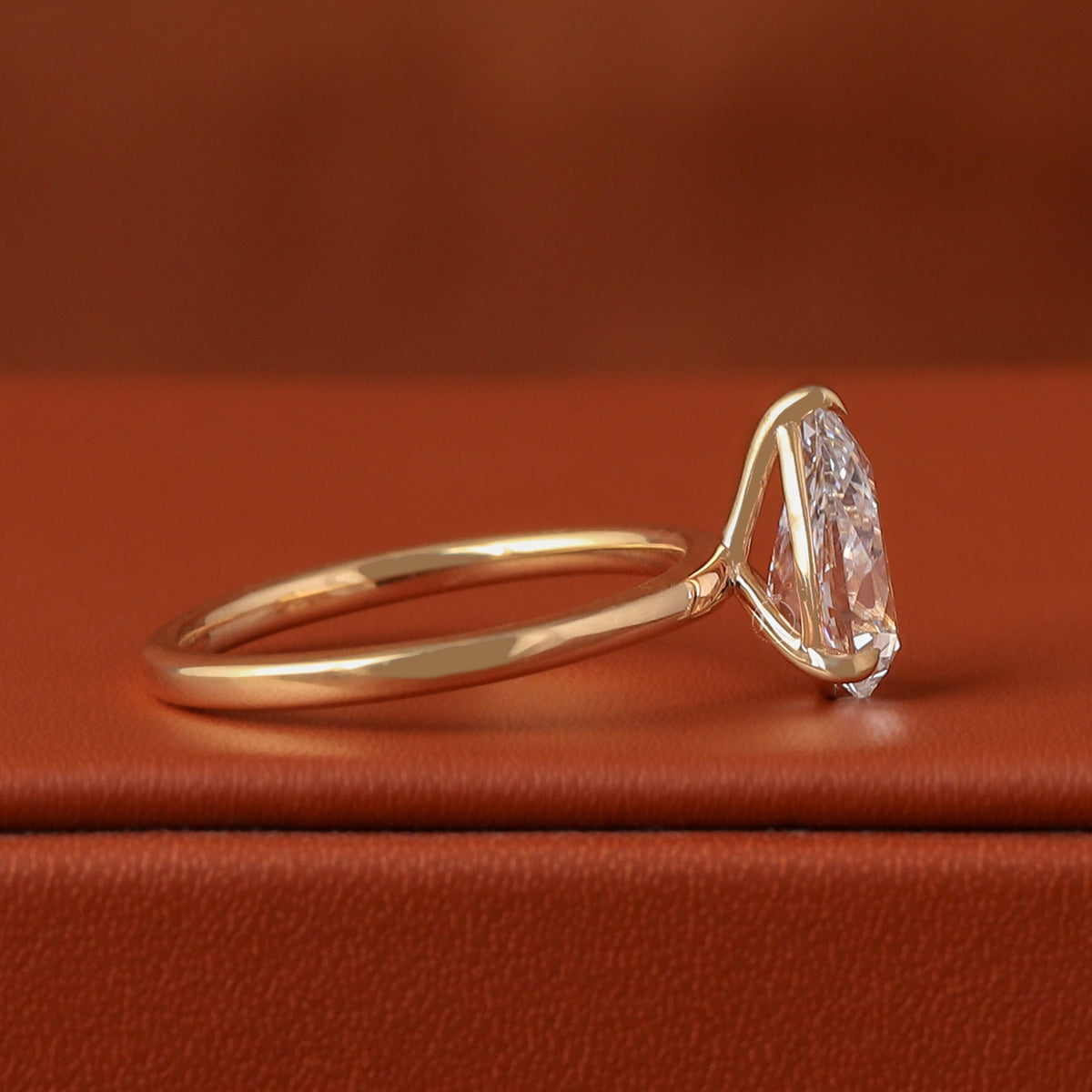 1 to 5 Carat Old Mine Pear Cut Lab Grown Diamond IGI Certified Solitaire Engagement Ring 14K Gold