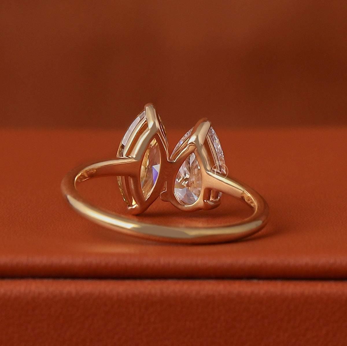 2 TCW Two Tone Pear & Marquise Lab Grown Diamond Engagement Ring 14k Yellow Gold