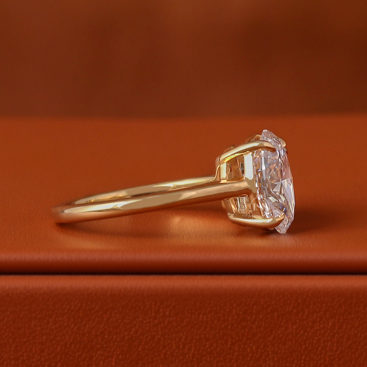 4 TCW Oval and Round Cut Two Stone Lab Grown Diamond Yellow Gold Engagement Ring IGI Certified