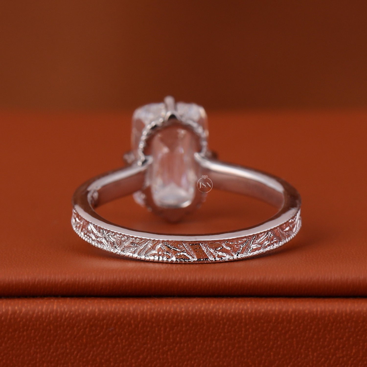 3 Carat Ashoka Cut Lab Diamond Solitaire Engagement Ring Vintage Hidden Halo (IGI Certified)