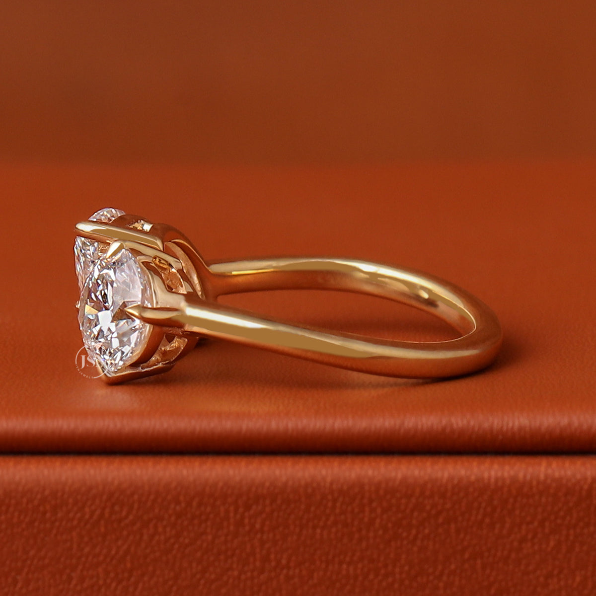 IGI Certified Marquise & Round Cut Lab Grown Two Stone Diamond Engagement Ring 14k Gold