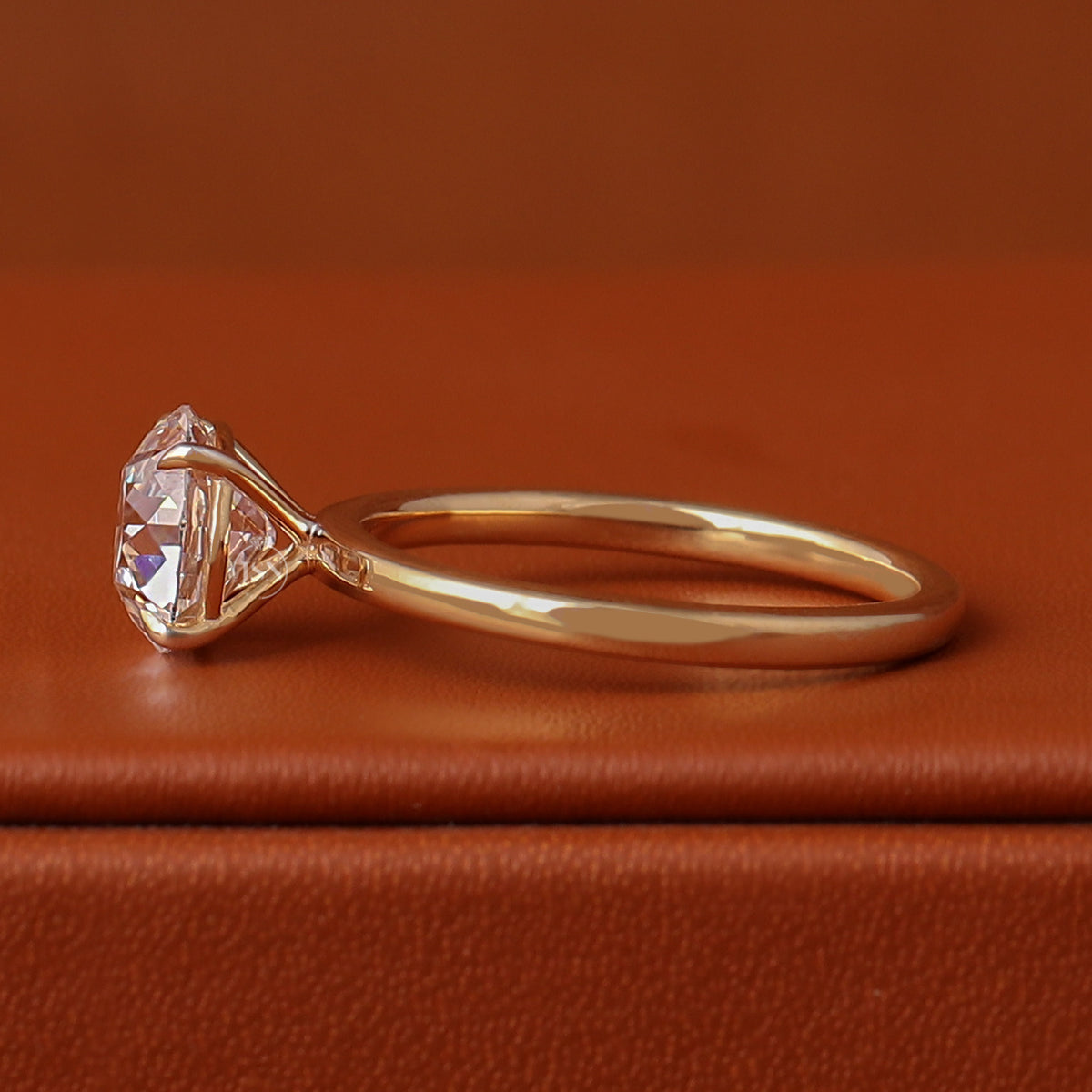 1 to 3 Carat Old European Round Cut 14k Gold Lab Grown Diamond Solitaire Engagement Ring