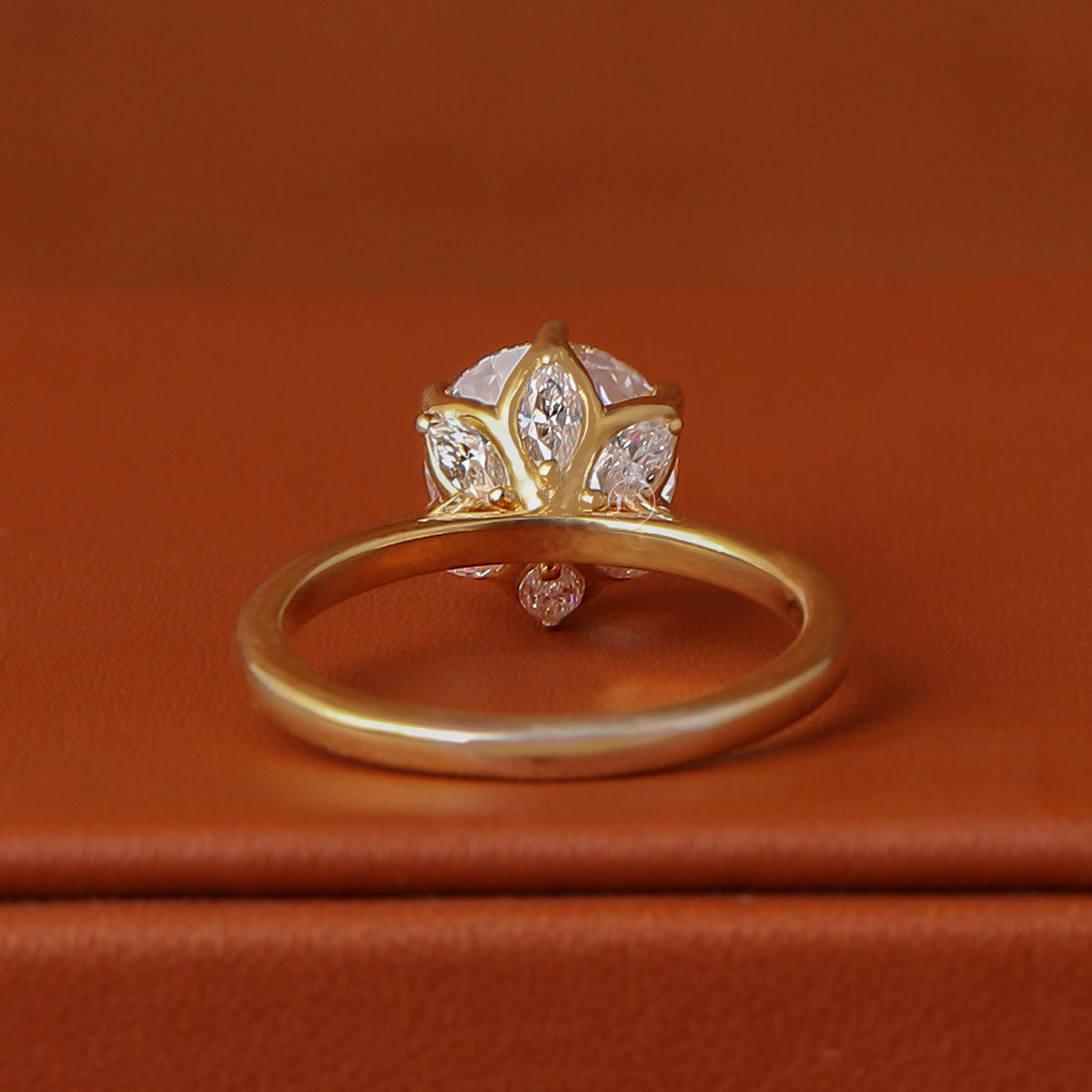 1 to 3 Carat Round Cut Lab Grown Tulip Hidden Halo Marquise Diamond Engagement Ring 18k Gold