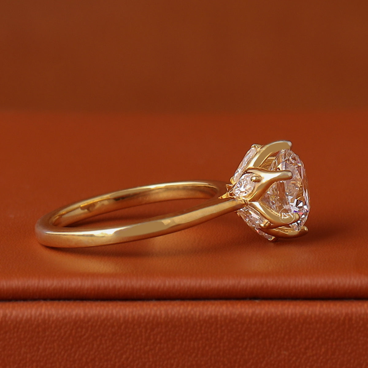 1 to 3 Carat Round Cut Lab Grown Tulip Hidden Halo Marquise Diamond Engagement Ring 18k Gold