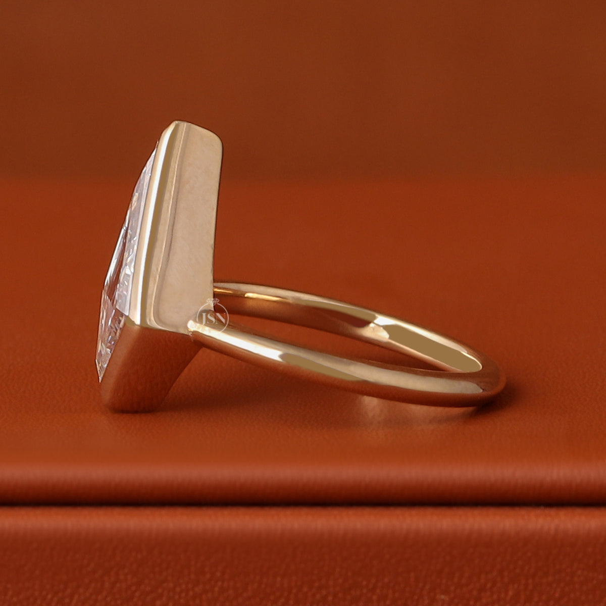 1 to 5 Carat Kite Cut Lab Grown Diamond Solitaire Engagement Ring Bezel Setting 10k Gold