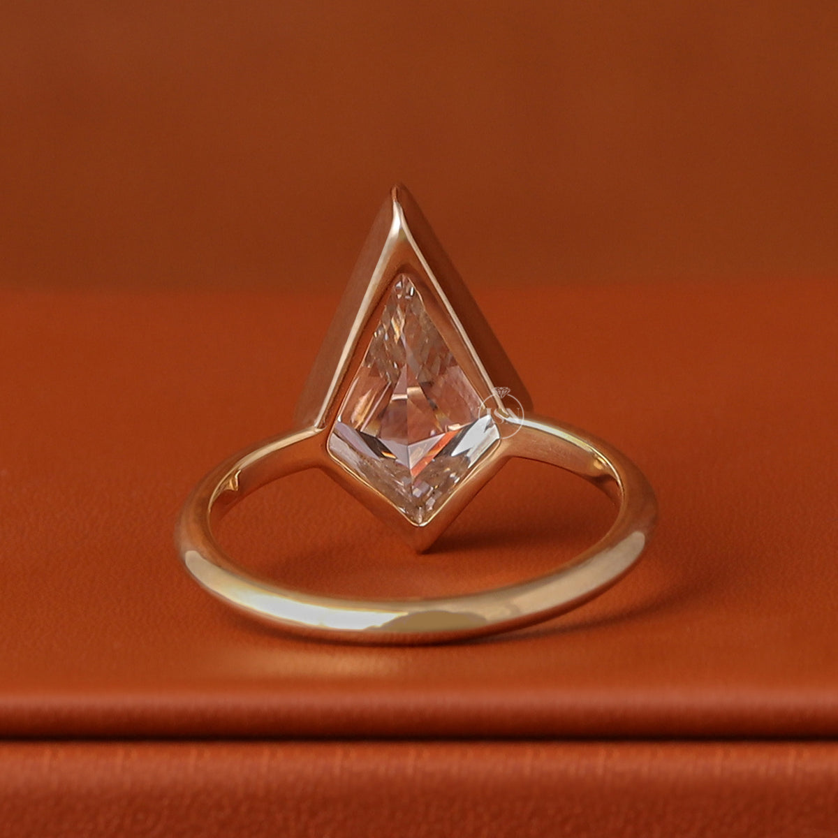 1 to 5 Carat Kite Cut Lab Grown Diamond Solitaire Engagement Ring Bezel Setting 10k Gold