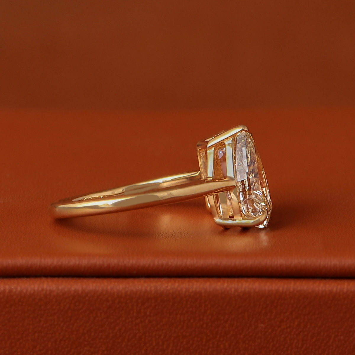 2, 3, 4, 5, 6 Carat Pear & Emerald Cut Lab Grown Diamond Engagement Ring Two Stone 10k Gold