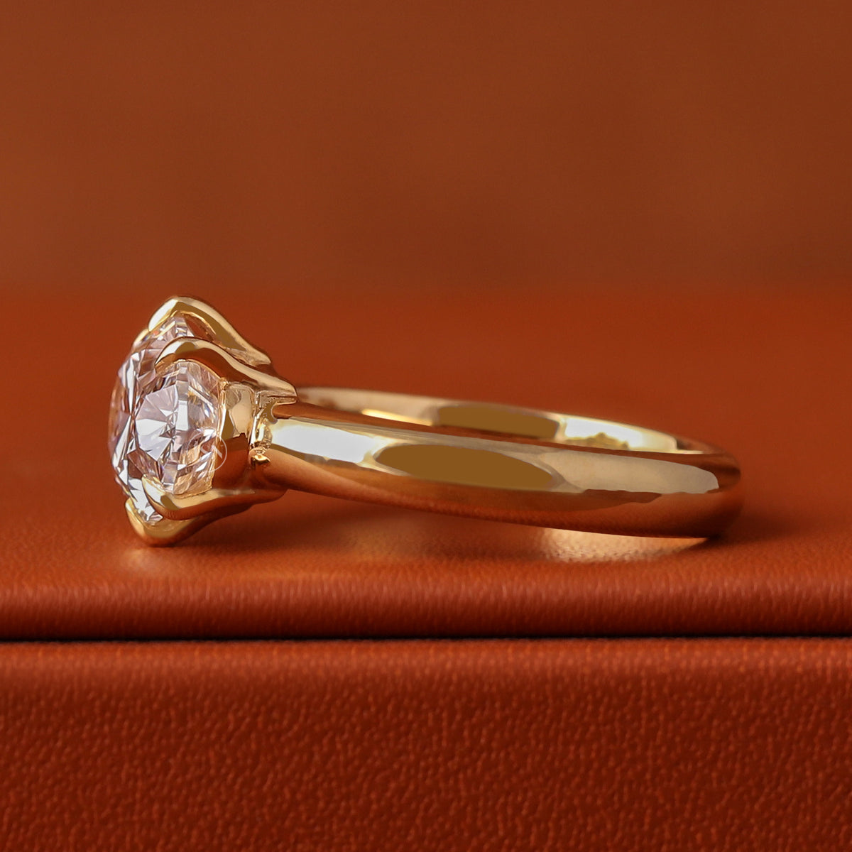 3 to 5 Carat East West Oval Lab Grown Diamond Engagement Ring Solitaire 14k Solid Gold