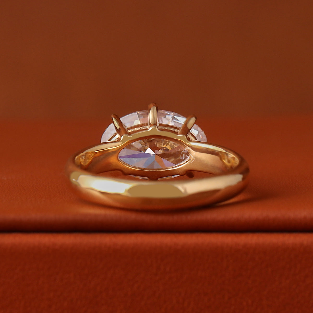 3 to 5 Carat East West Oval Lab Grown Diamond Engagement Ring Solitaire 14k Solid Gold