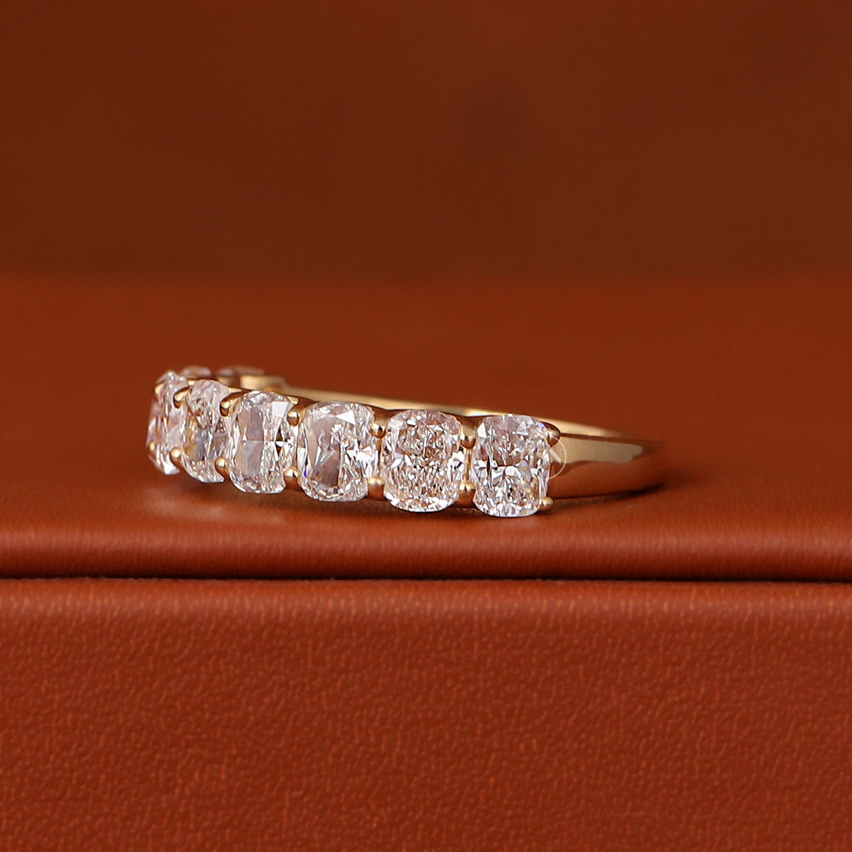 2.50 Carat total Cushion Cut Lab Grown Diamond Half Eternity Wedding Band 14k Gold