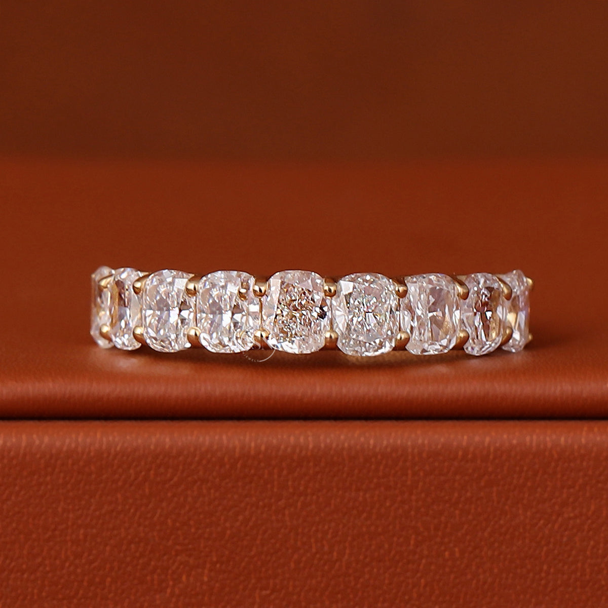 2.50 Carat total Cushion Cut Lab Grown Diamond Half Eternity Wedding Band 14k Gold