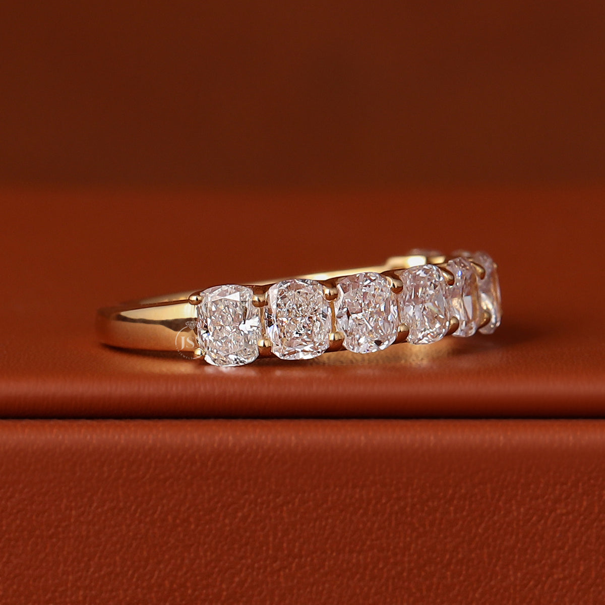 2.50 Carat total Cushion Cut Lab Grown Diamond Half Eternity Wedding Band 14k Gold