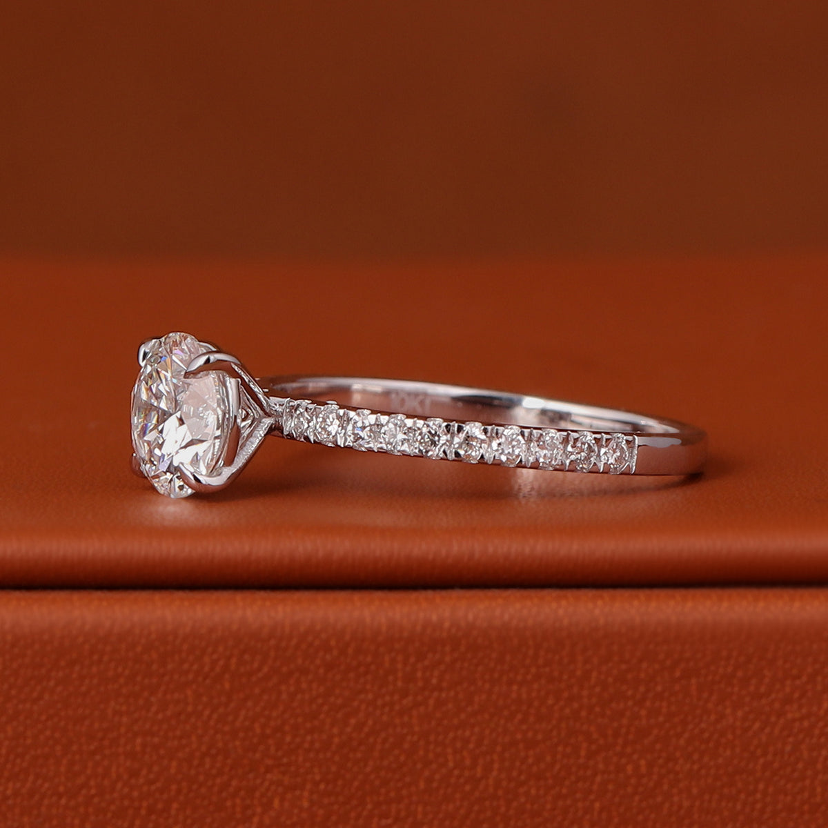 1, 2, 3, 4, 5 Carat Round Cut Lab Grown Diamond Pave Engagement Ring 18k Gold IGI Certified
